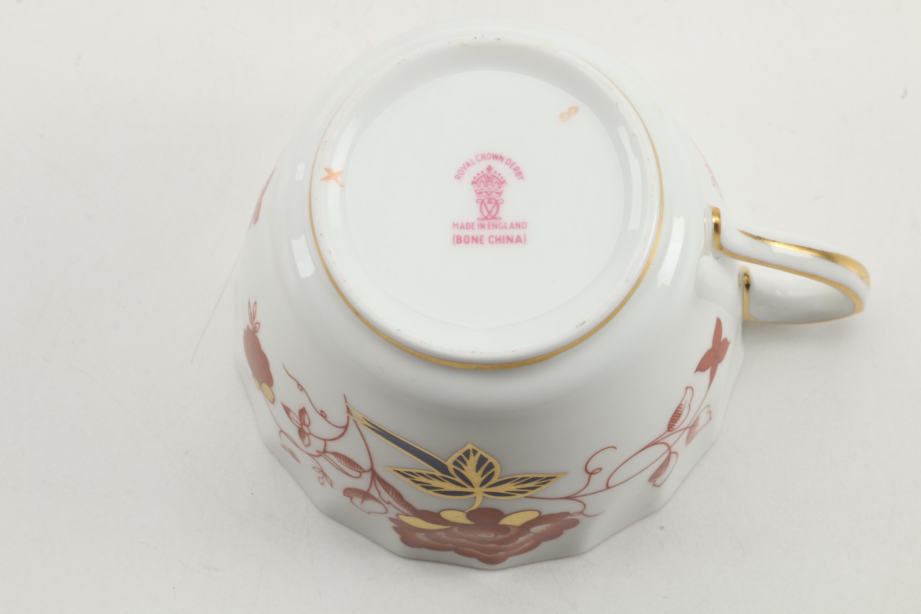 Royal Crown Derby "Bali" Bone China Cups and Saucers Circa 1975 - 1992