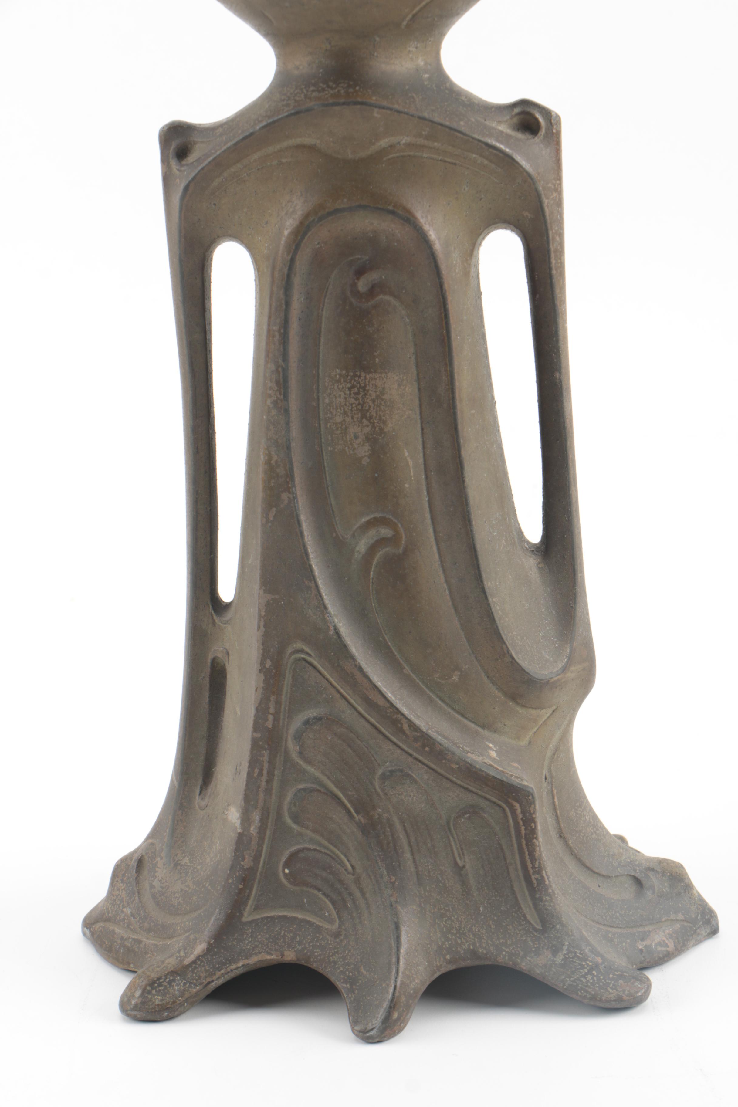 Art Nouveau Cast Metal Vase with Handles