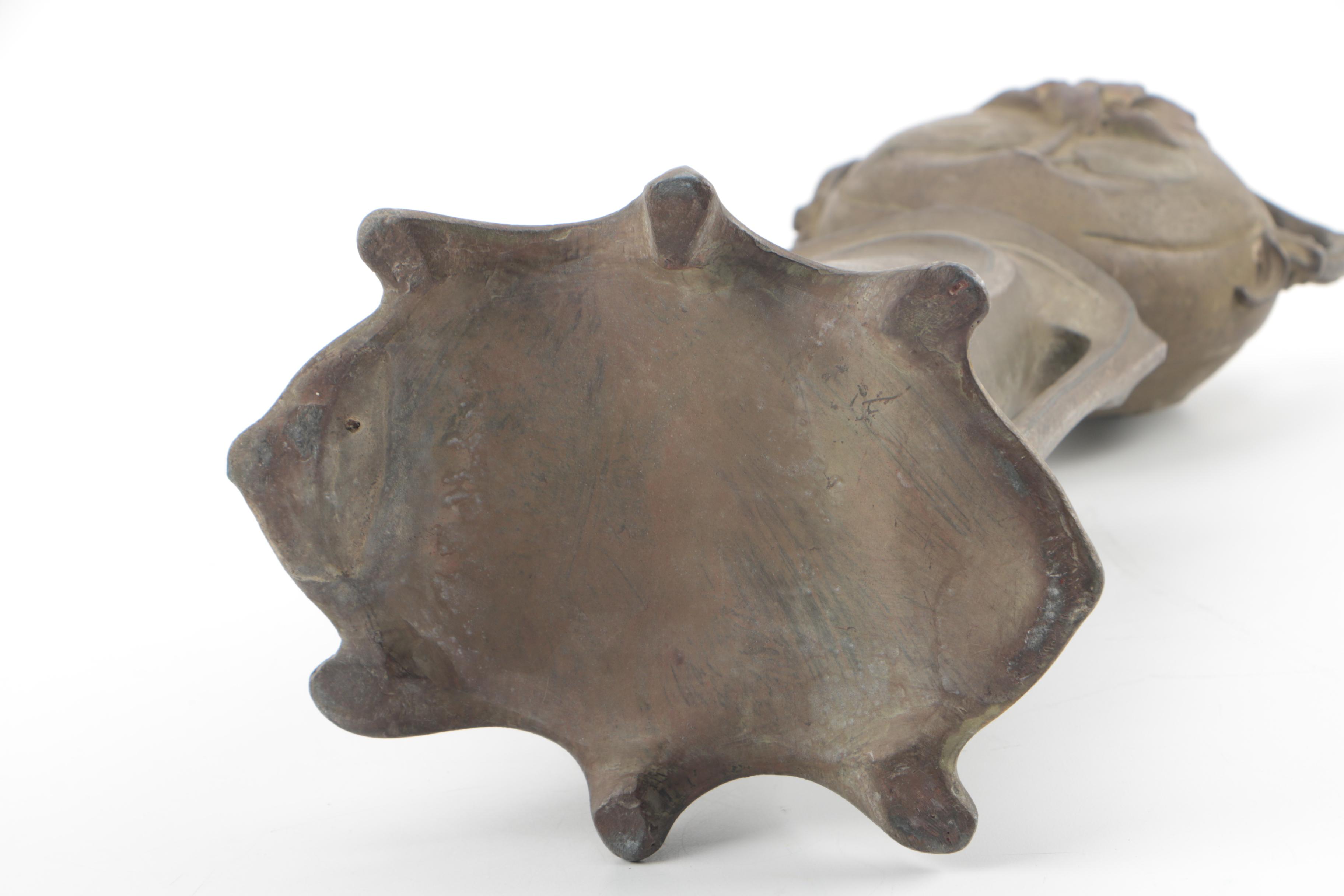 Art Nouveau Cast Metal Vase with Handles