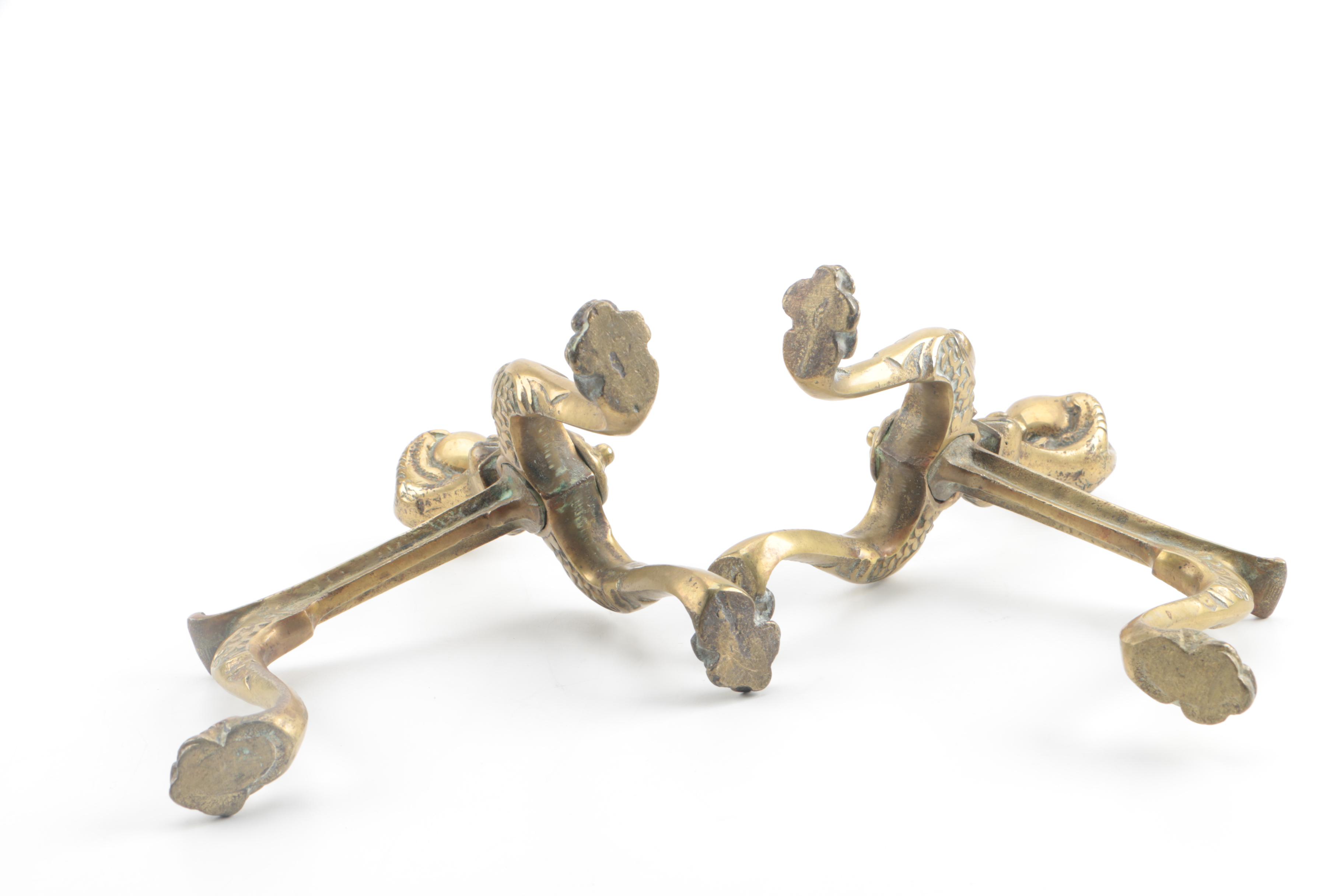 Vintage Brass Footed Andirons with Claw and Ball Motif