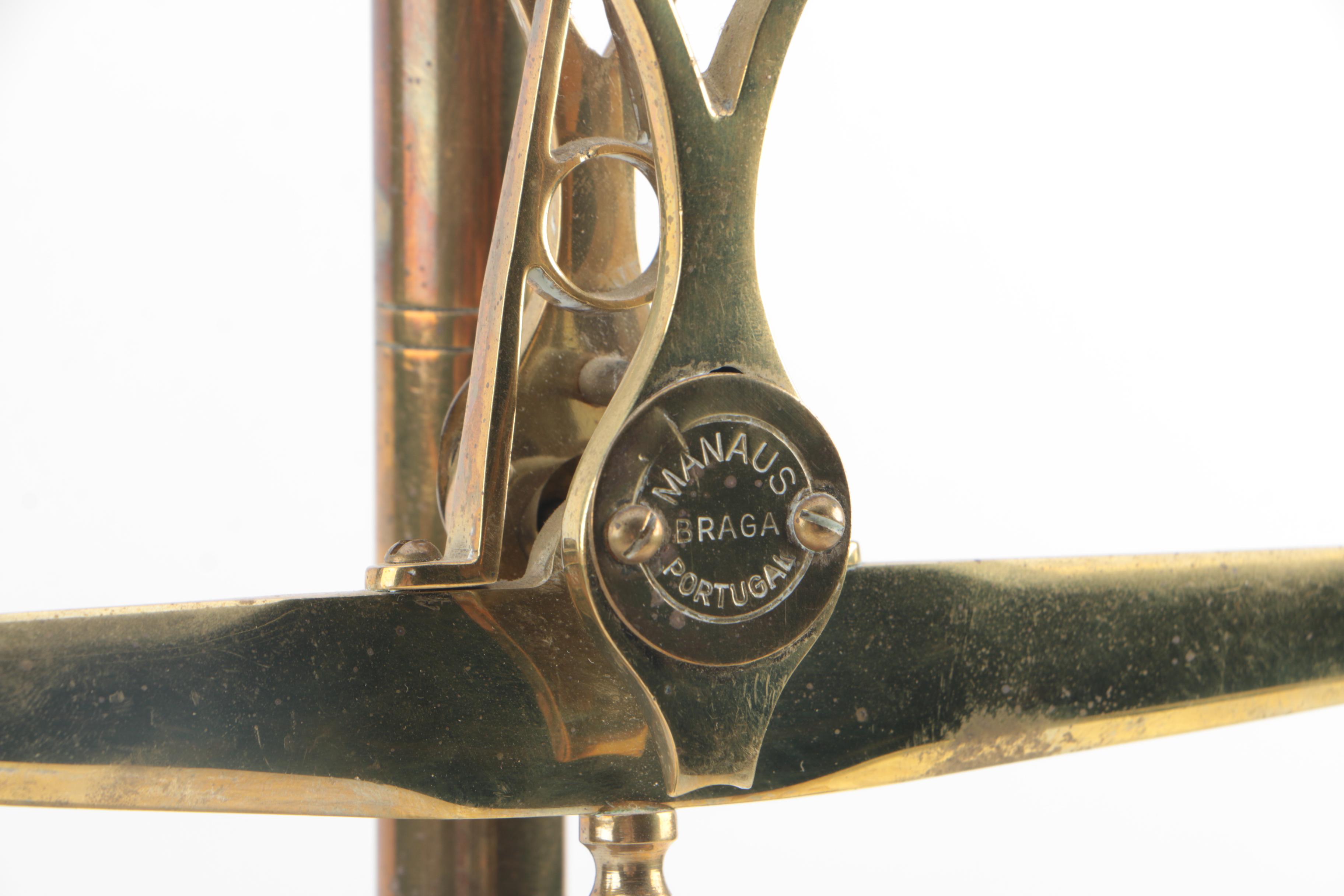 Portuguese Manaus Brass Plated Balance Scale with Weights