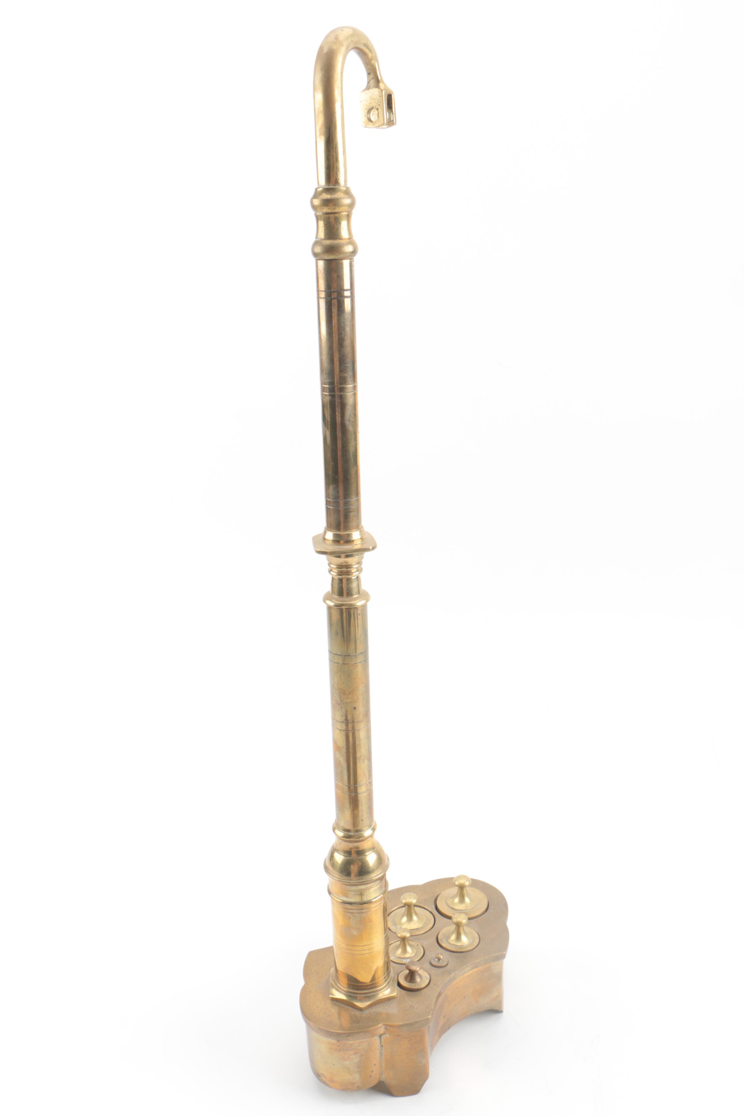 Portuguese Manaus Brass Plated Balance Scale with Weights