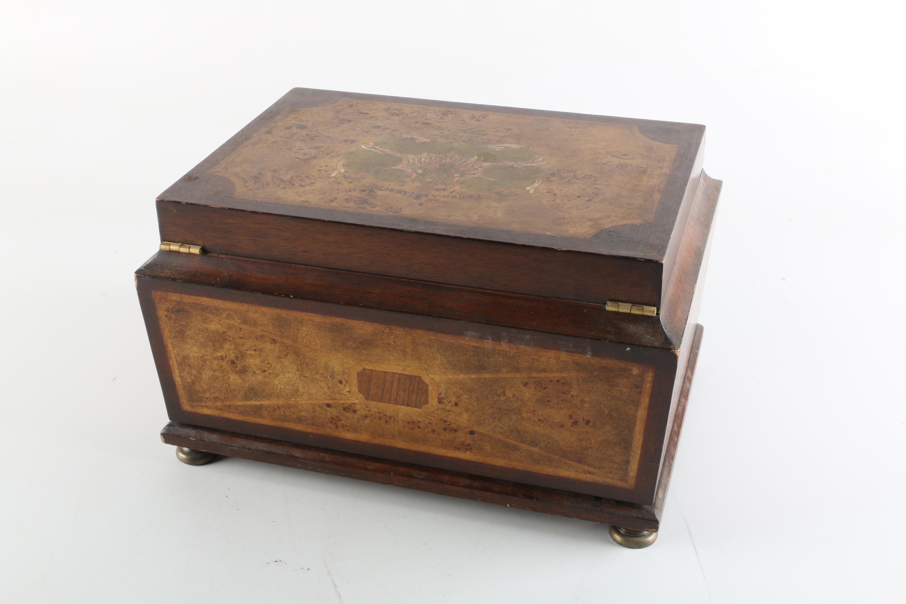 H. Upmann Cedar Lined Tabletop Cigar Humidor with Inlaid Veneer