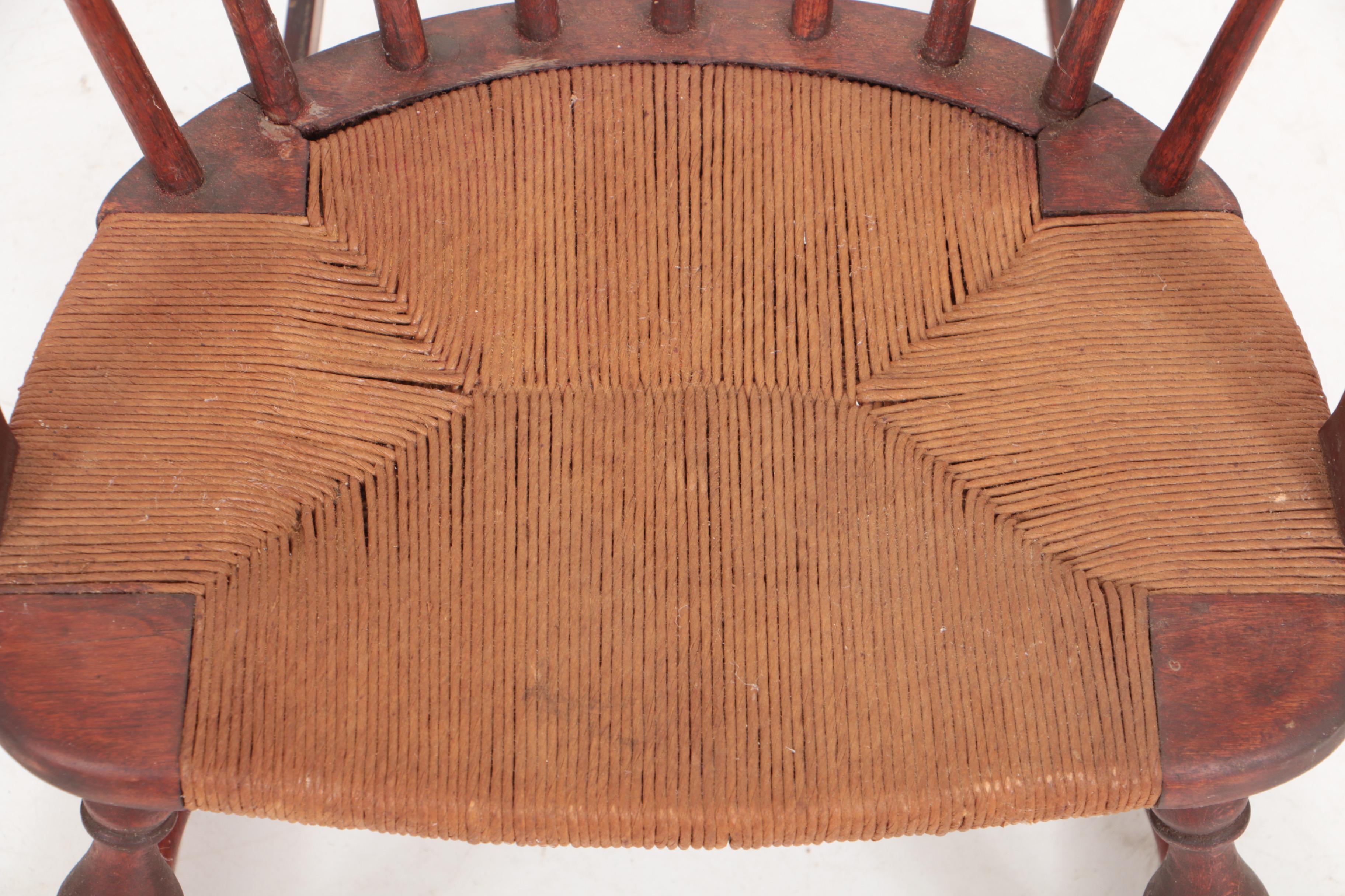 Vintage Windsor Style Child's Rocking Chair in Red Wash