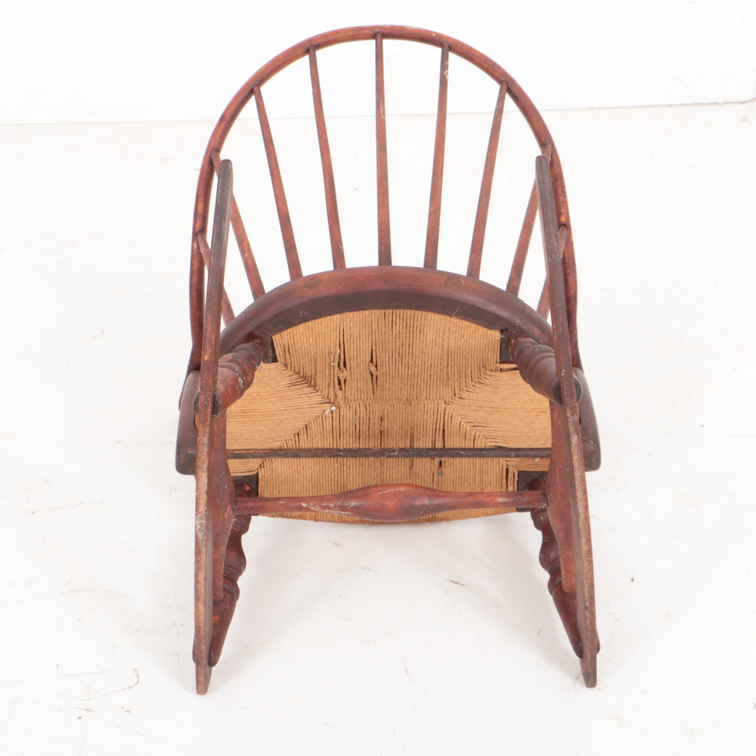 Vintage Windsor Style Child's Rocking Chair in Red Wash