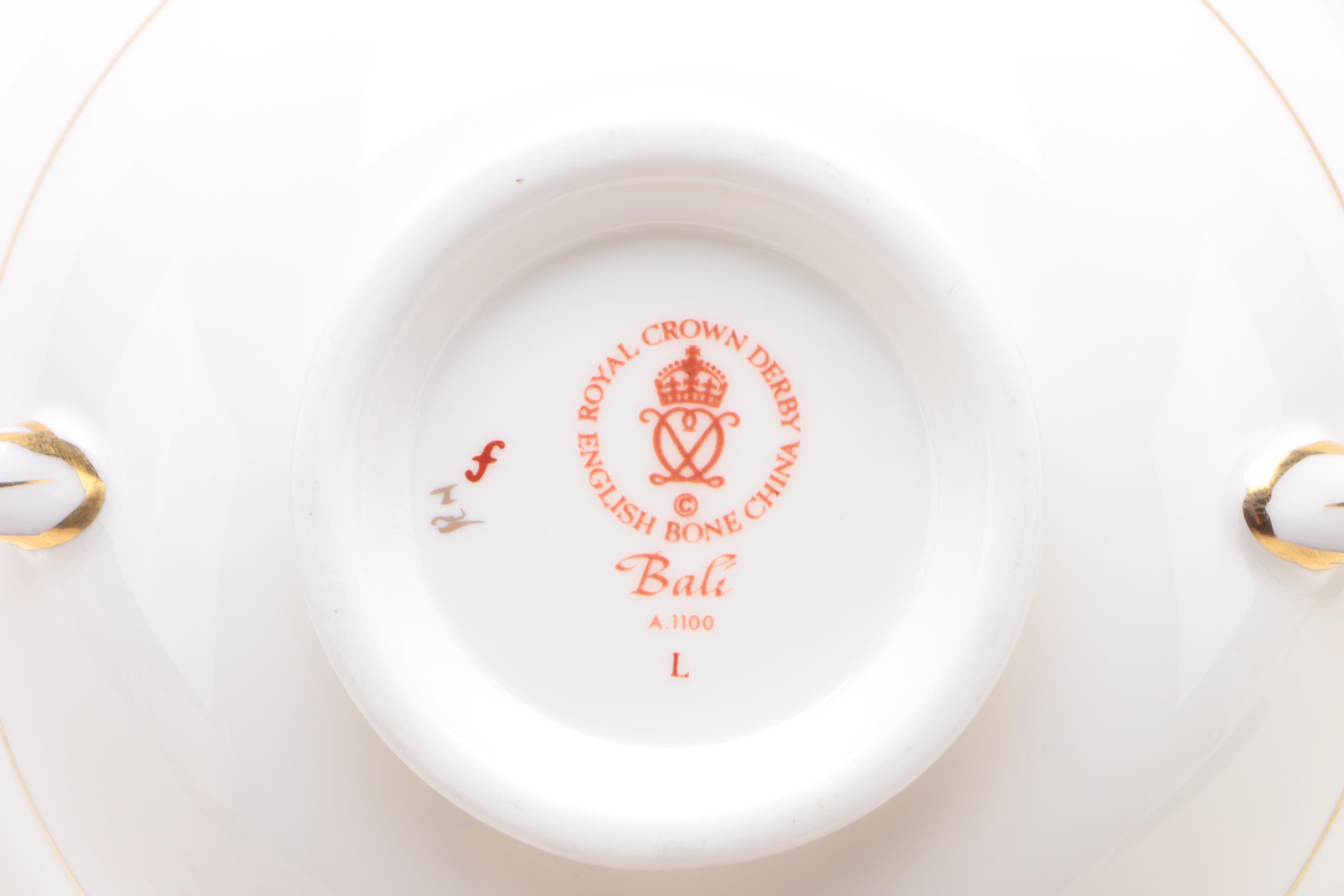 Royal Crown Derby "Bali" Cream Soup Bowls and Saucers Circa 1975 - 1992