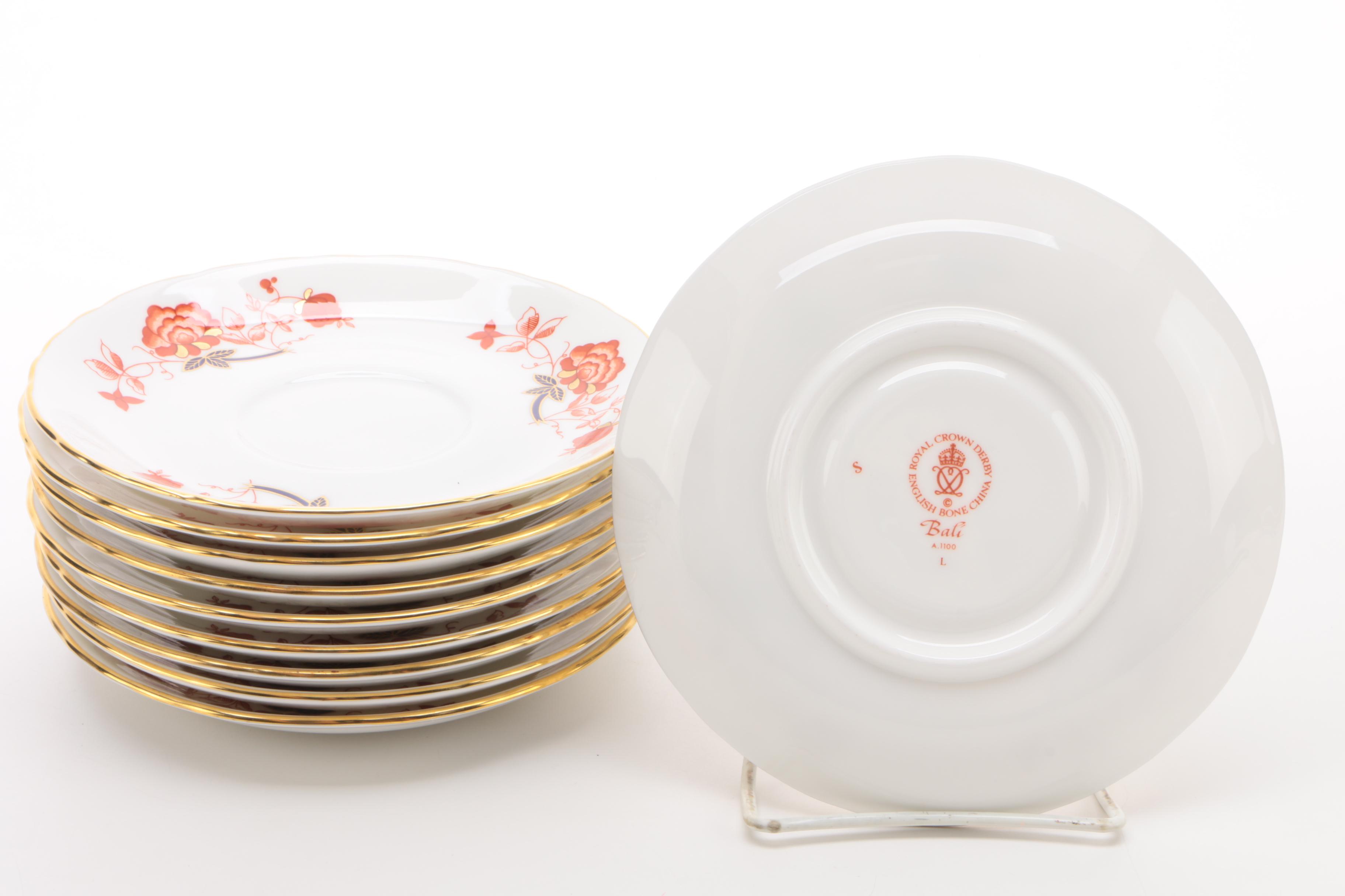 Royal Crown Derby "Bali" Cream Soup Bowls and Saucers Circa 1975 - 1992