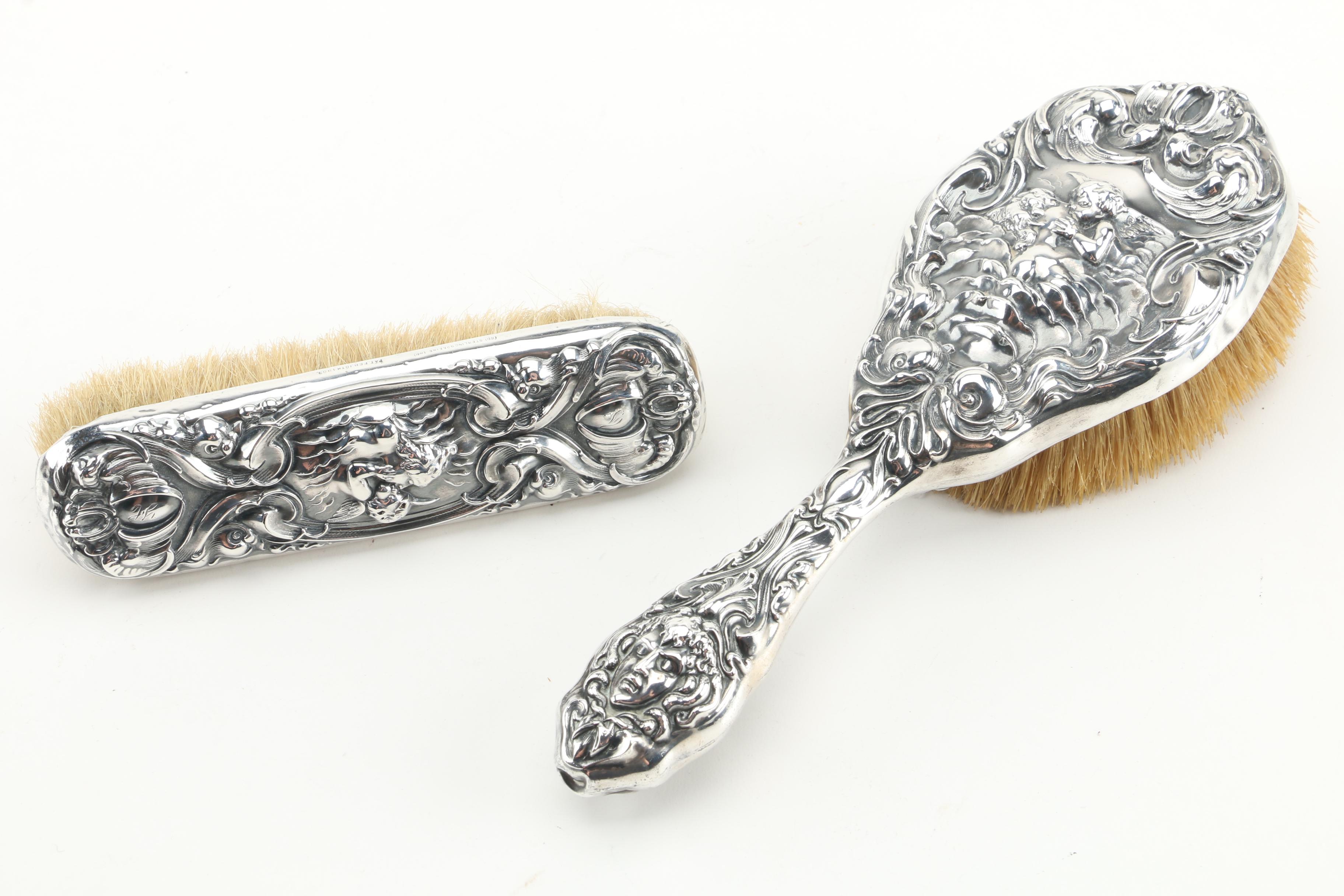 Unger Brothers Sterling Handled Brushes with Other Sterling Vanity Accessories