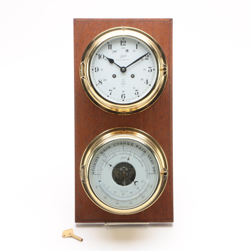 German Schatz Mounted "Royal Mariner" Clock with Compensated Precision Barometer