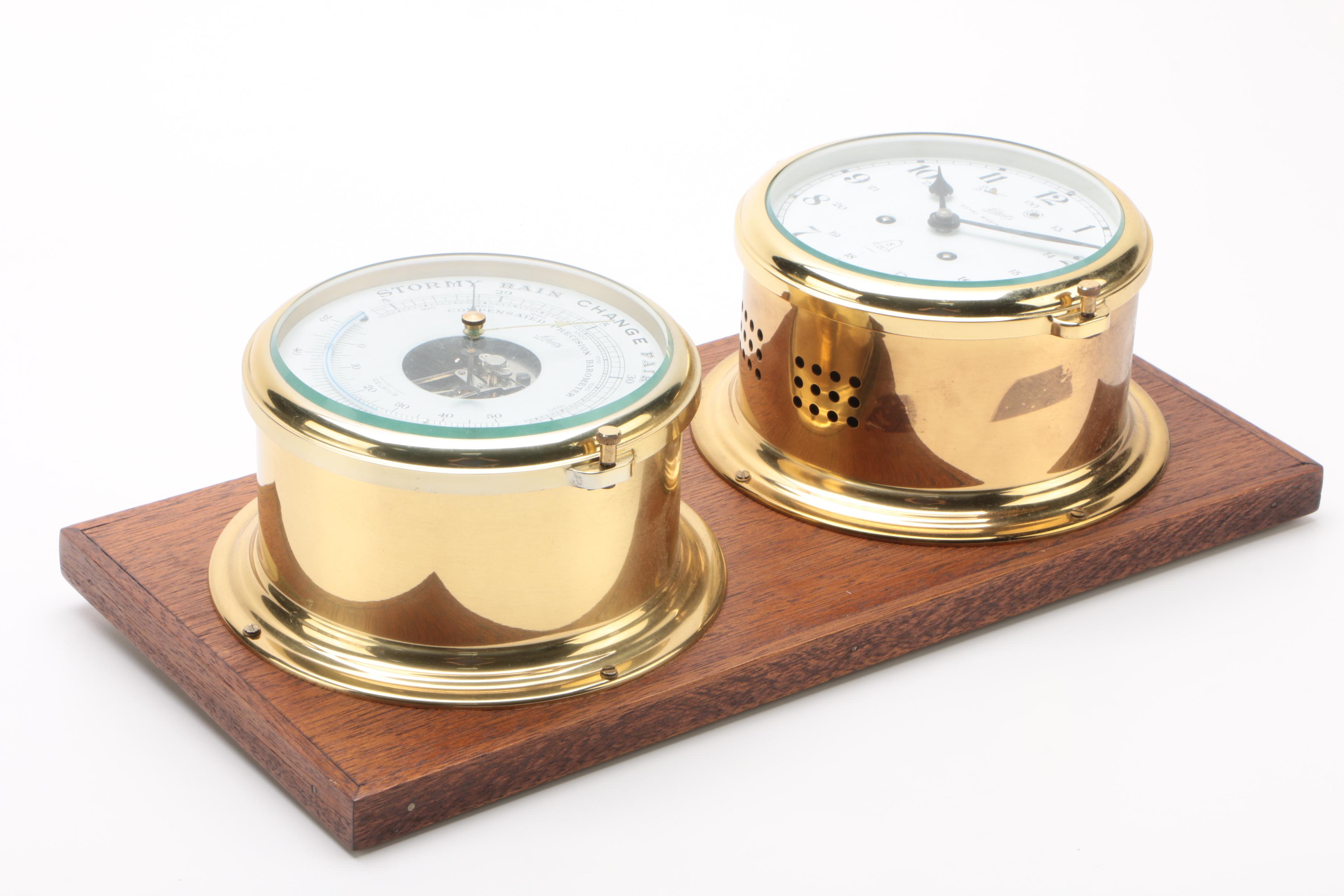 German Schatz Mounted "Royal Mariner" Clock with Compensated Precision Barometer