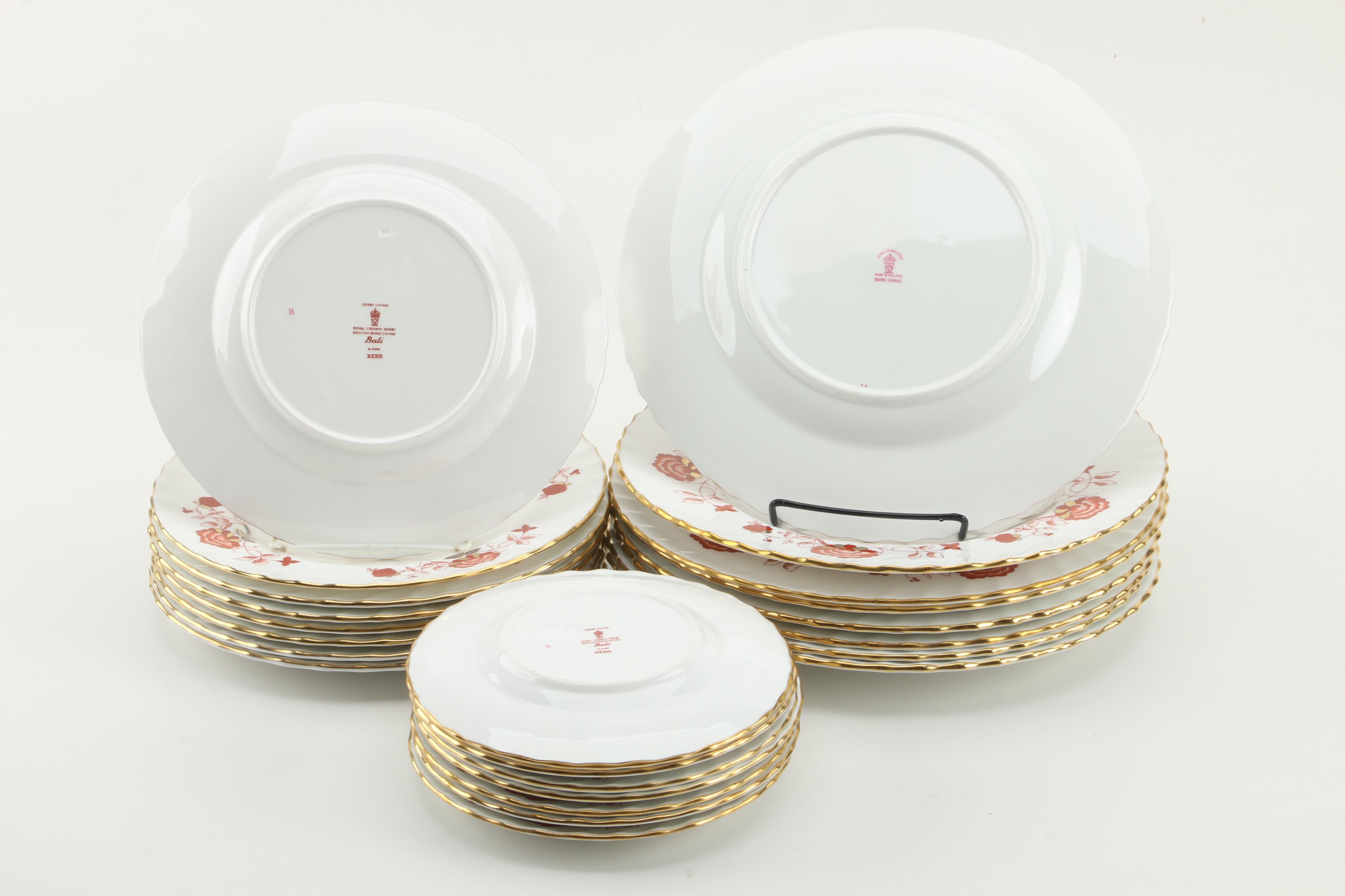 Royal Crown Derby "Bali" Bone China Dinnerware Circa 1975 - 1992