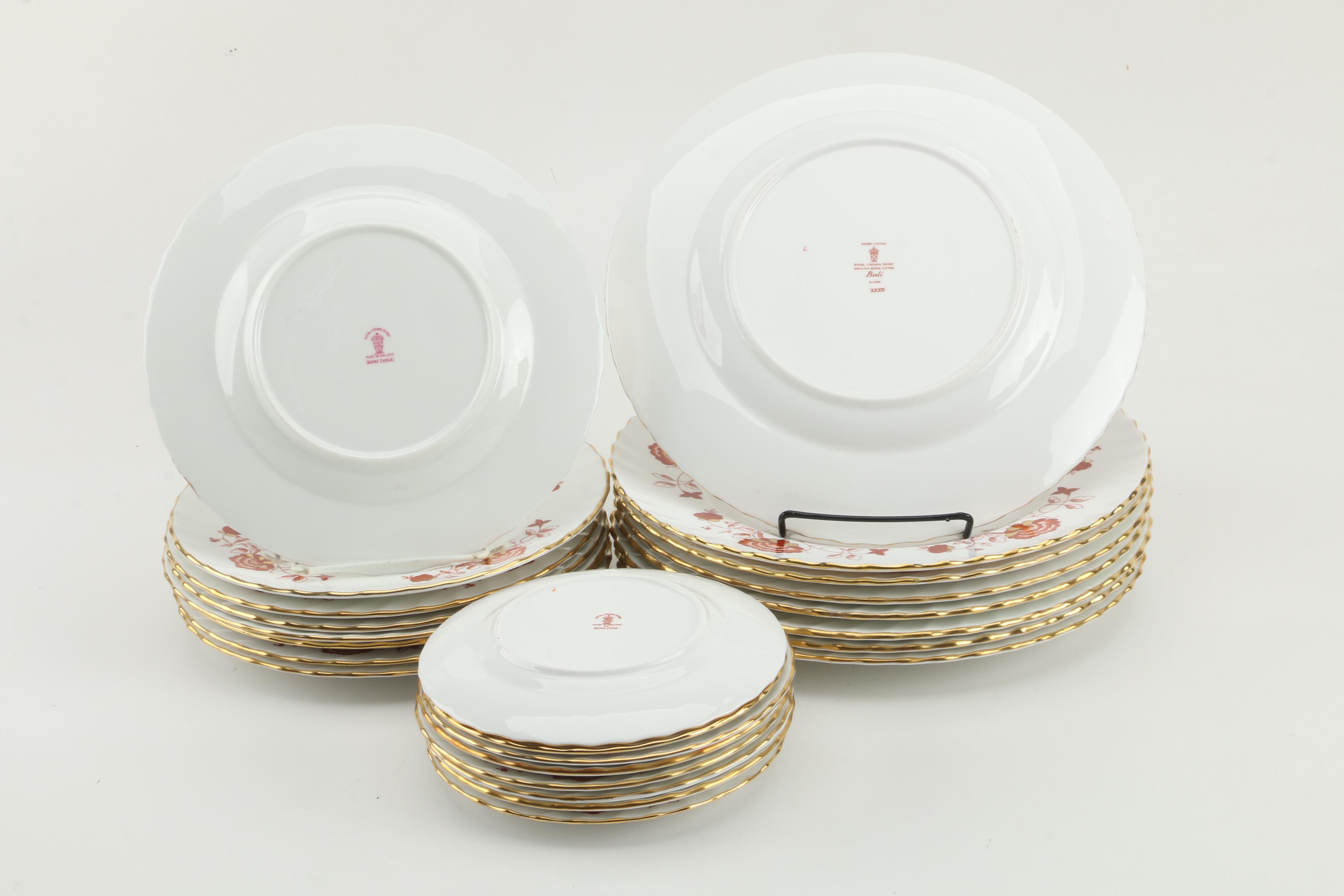 Royal Crown Derby "Bali" Bone China Dinnerware Circa 1975 - 1992