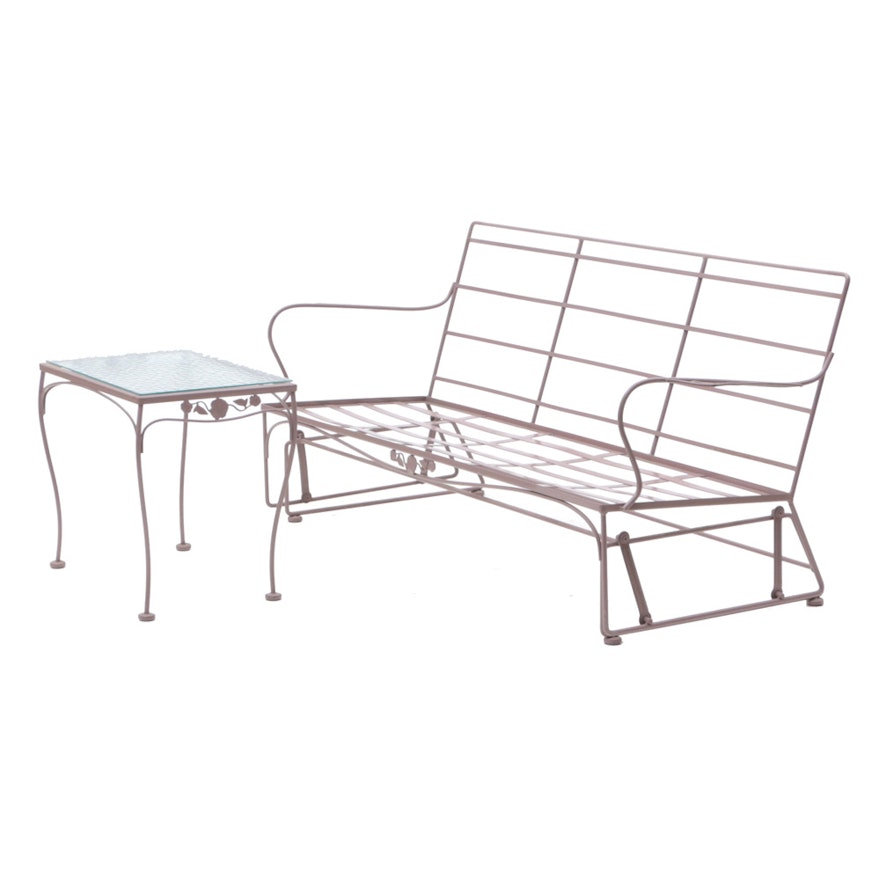 Outdoor Glider Bench with End Table