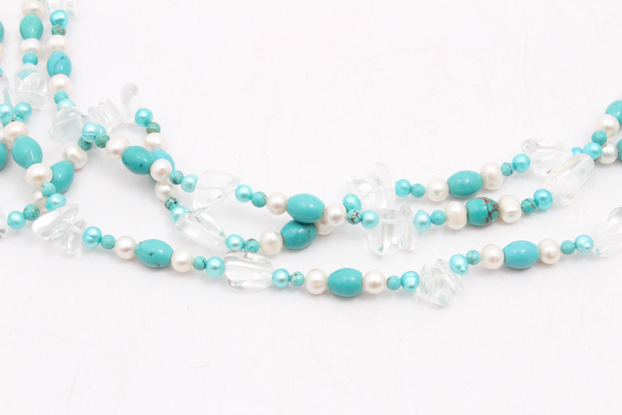 Cultured Freshwater Pearl and Synthetic Turquoise Necklace
