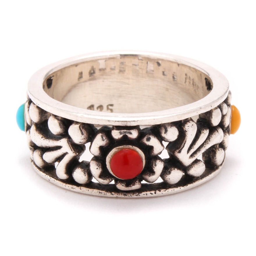 Sterling Silver Synthetic Gemstone Ring