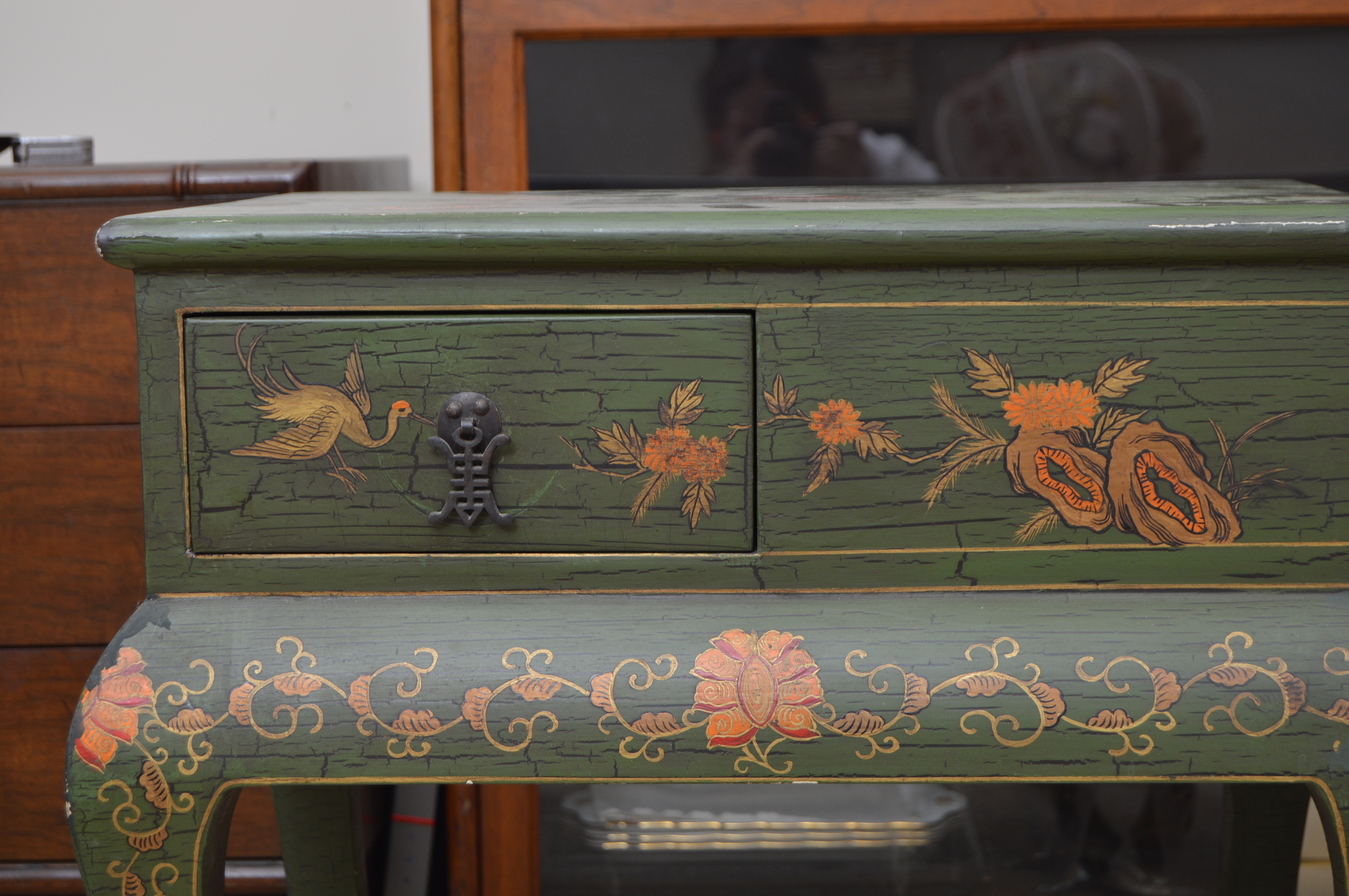 Matched Pair of Painted Asian Inspired Tables