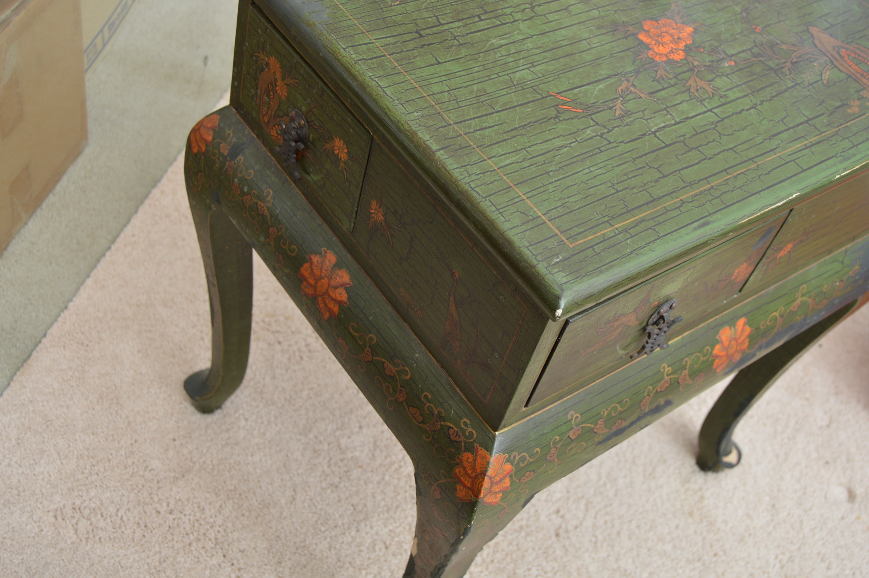 Matched Pair of Painted Asian Inspired Tables