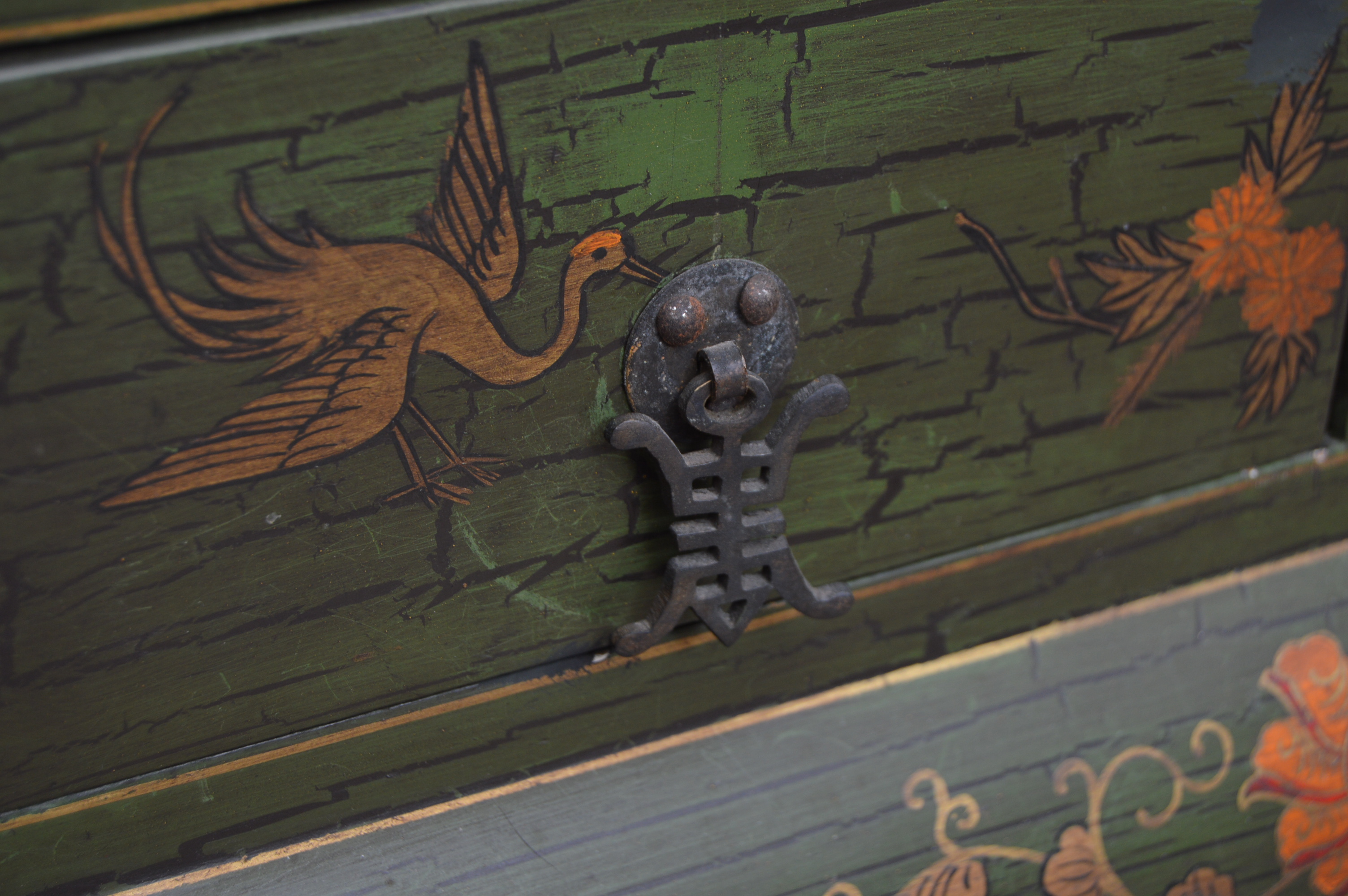 Matched Pair of Painted Asian Inspired Tables