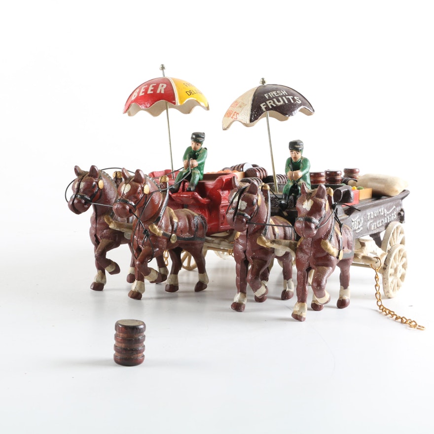 Cast Iron Horse Drawn Beer and Vegetable Carts