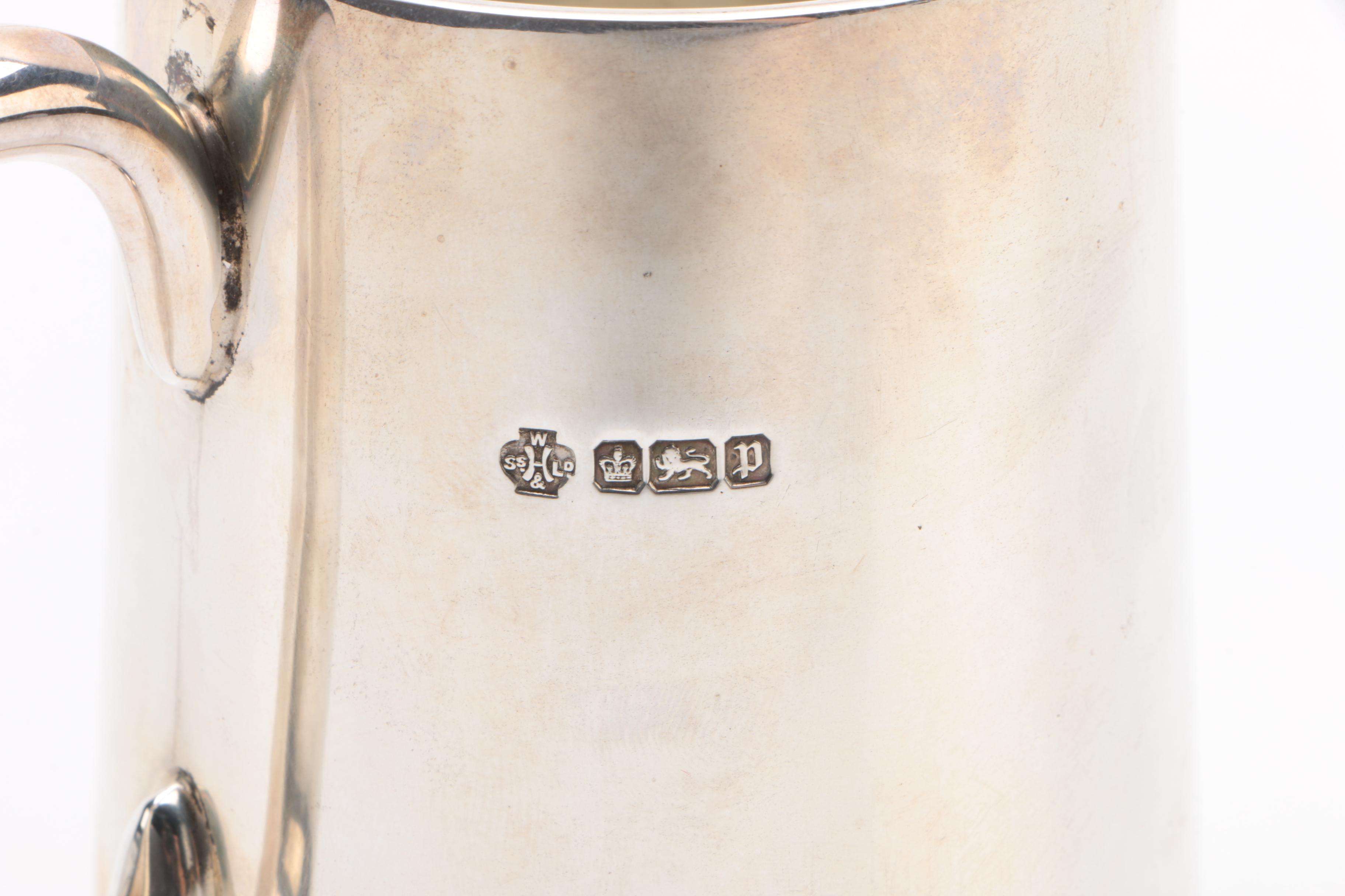 William Hutton & Sons York & Lancaster. Sterling Silver Regimental Tankard