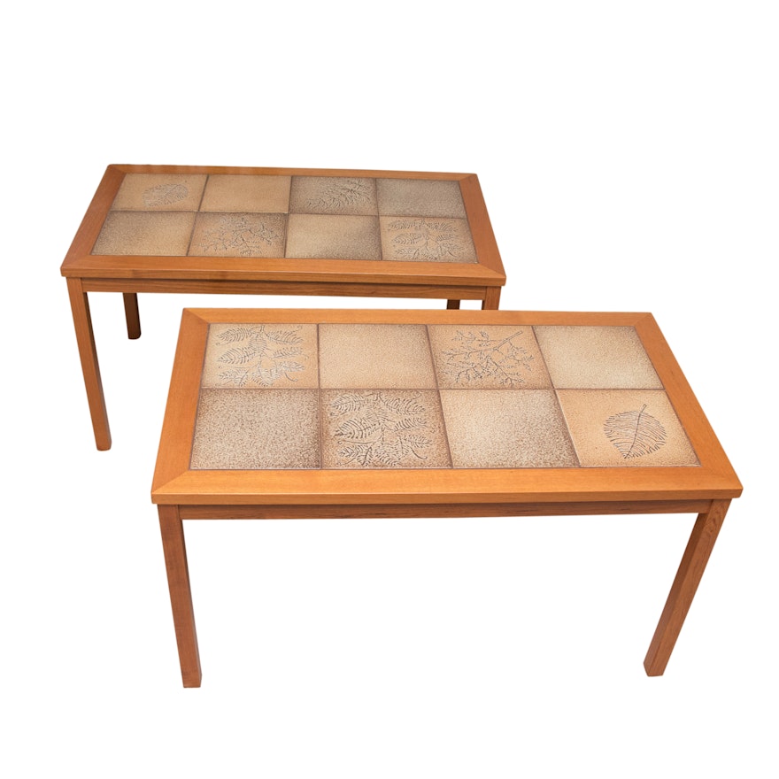 Wooden and Tile Accent Tables