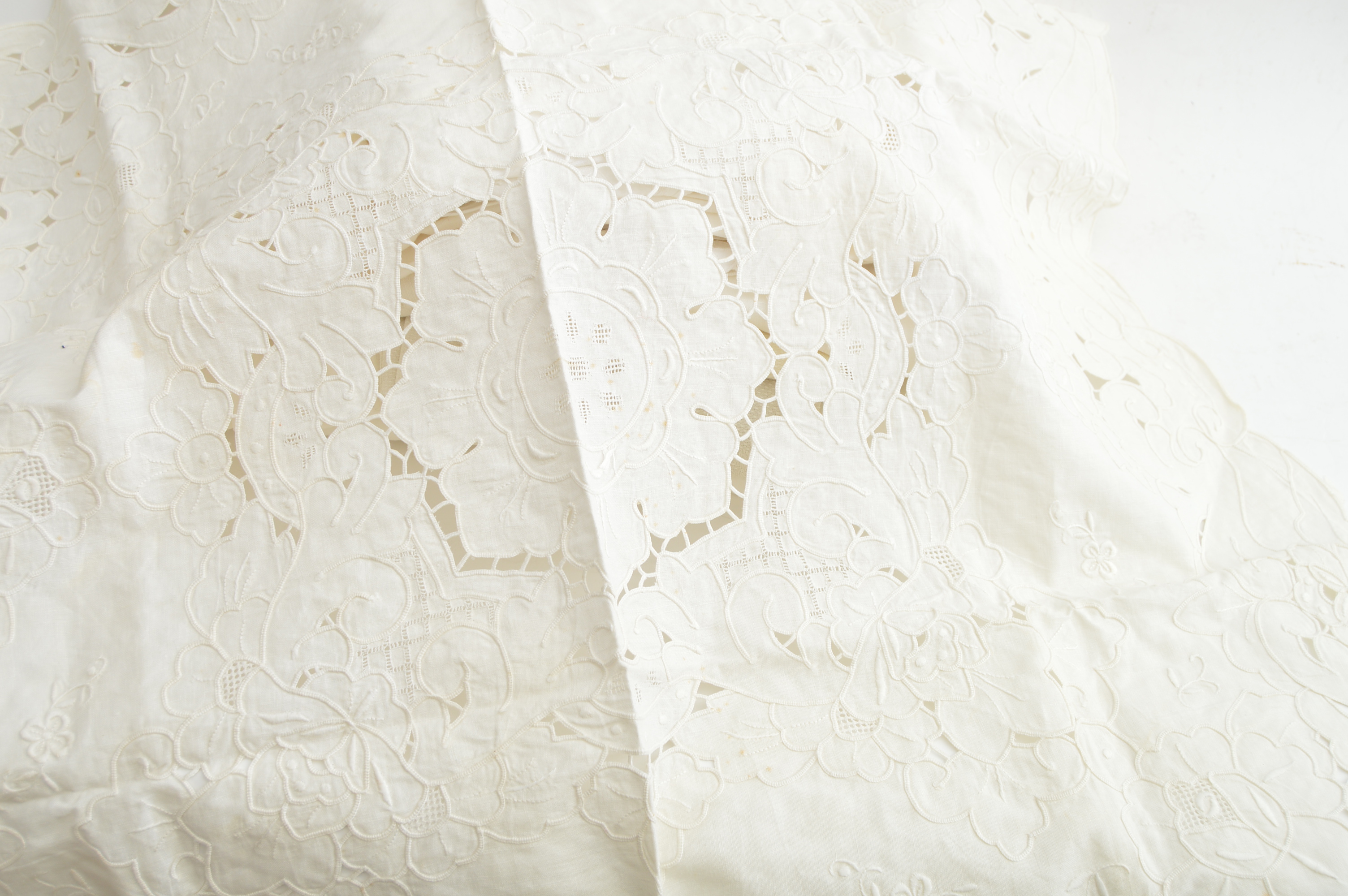 Vintage Embroidered Pillowcase, Bath and Table Linens in White