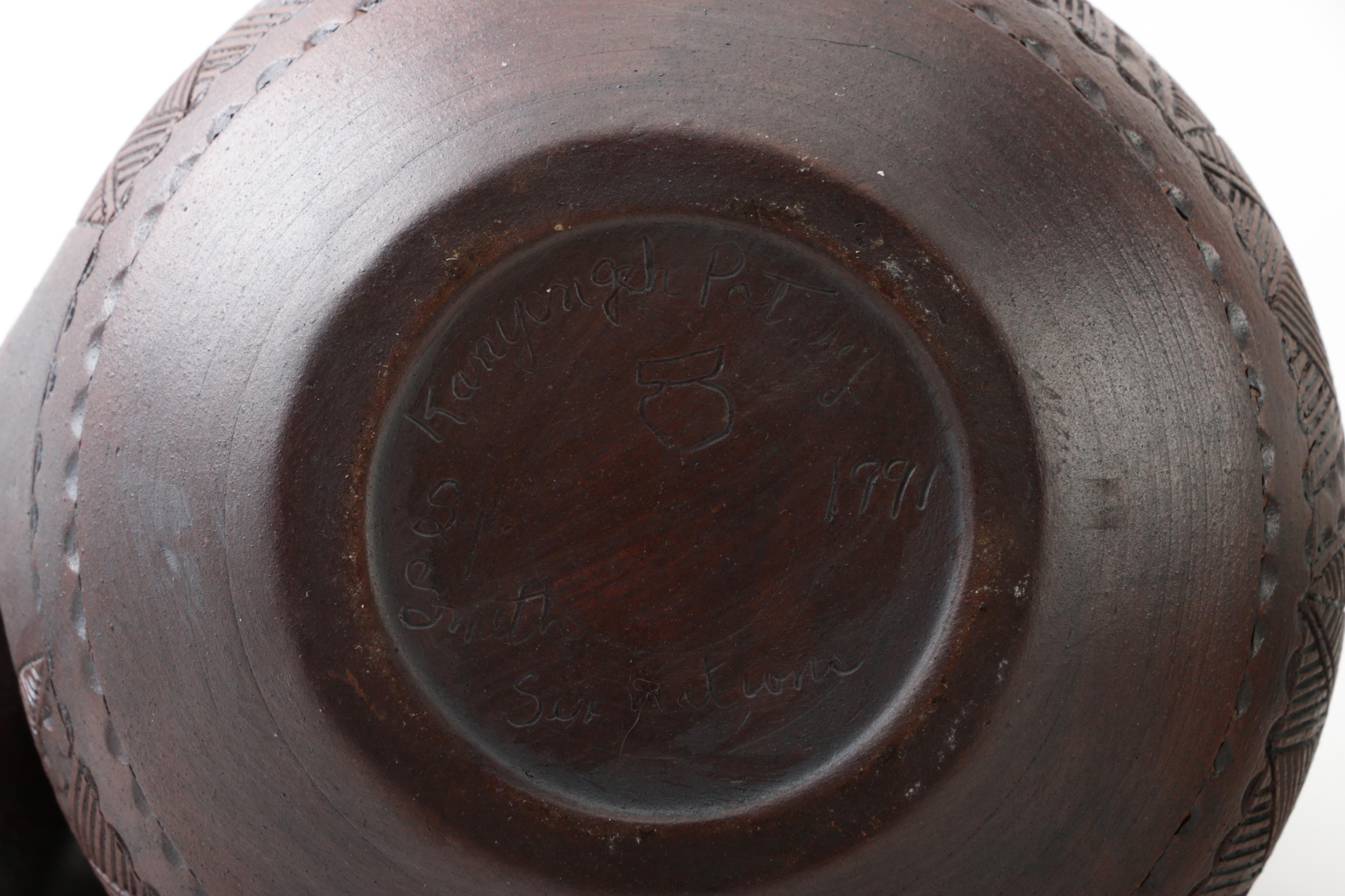 Six Nations Kanyengeh Handmade Pottery Vessel and East Asian Moriage Pitcher