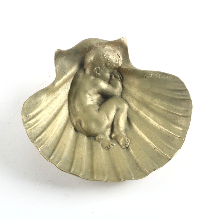 Noel Rabier Brass Sculpture of a Sleeping Baby