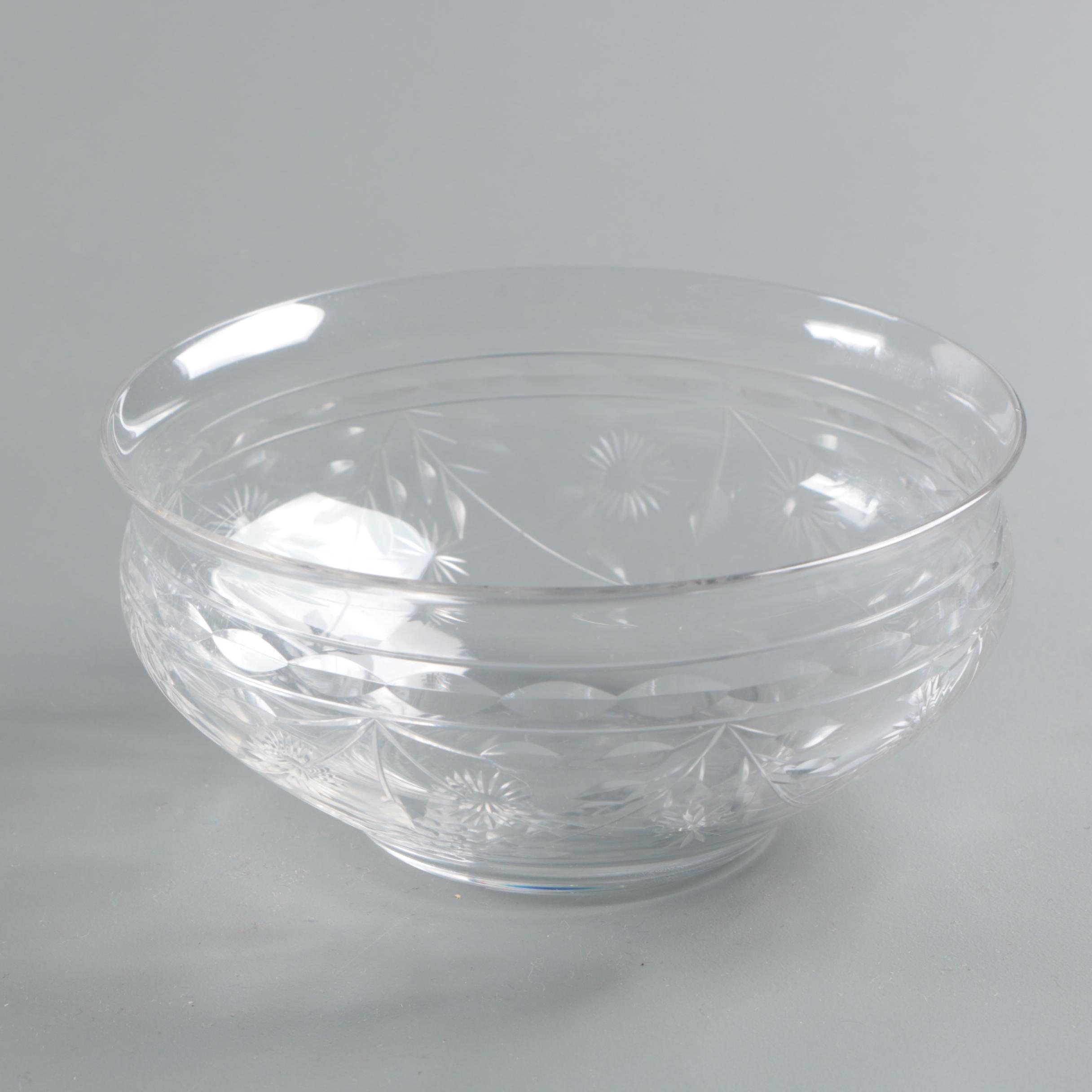 Vintage Floral Cut Glass Stemware and Finger Bowls