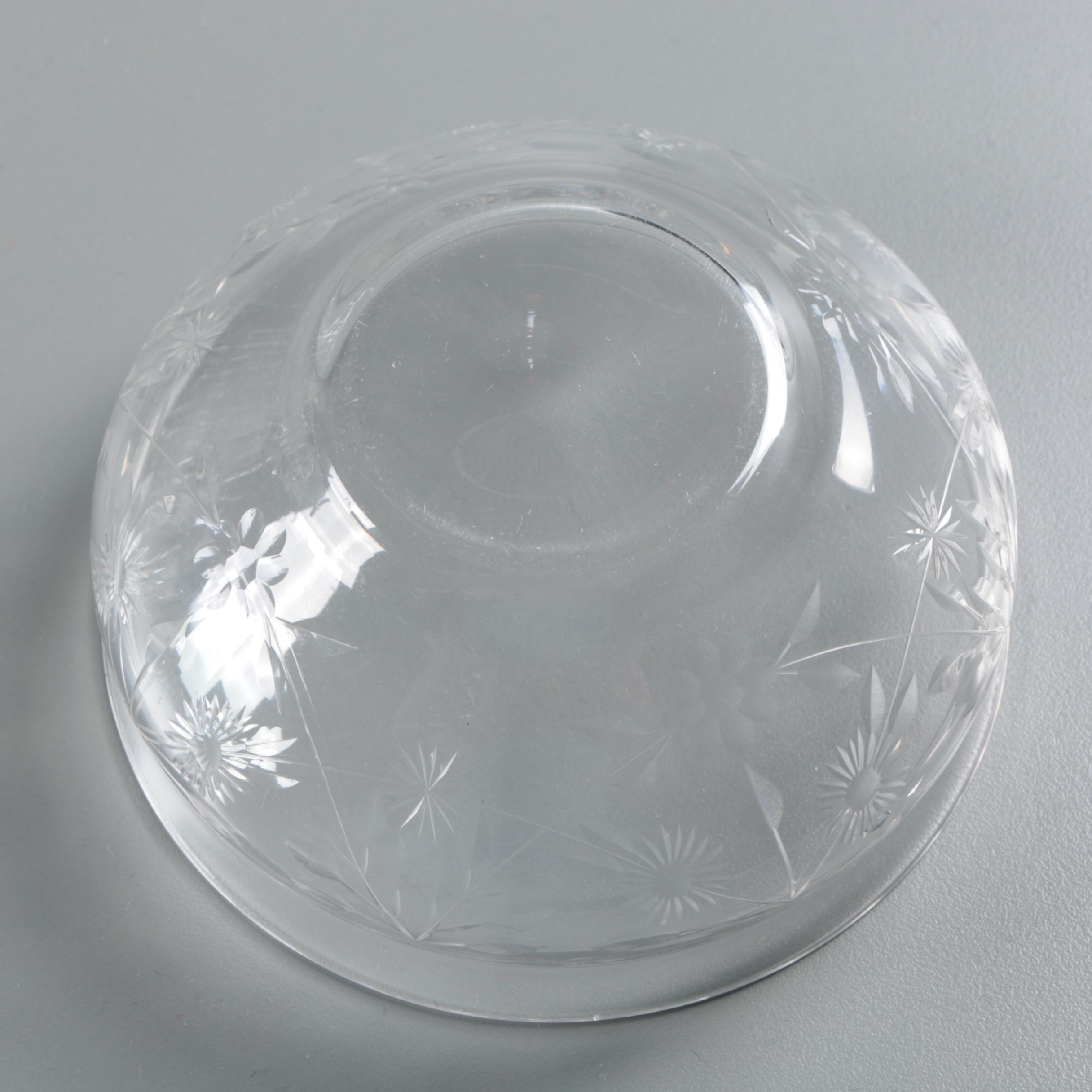 Vintage Floral Cut Glass Stemware and Finger Bowls