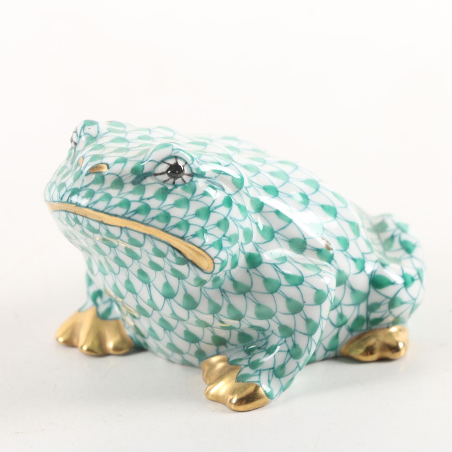 Herend Hand-Painted Porcelain Toad Figurine