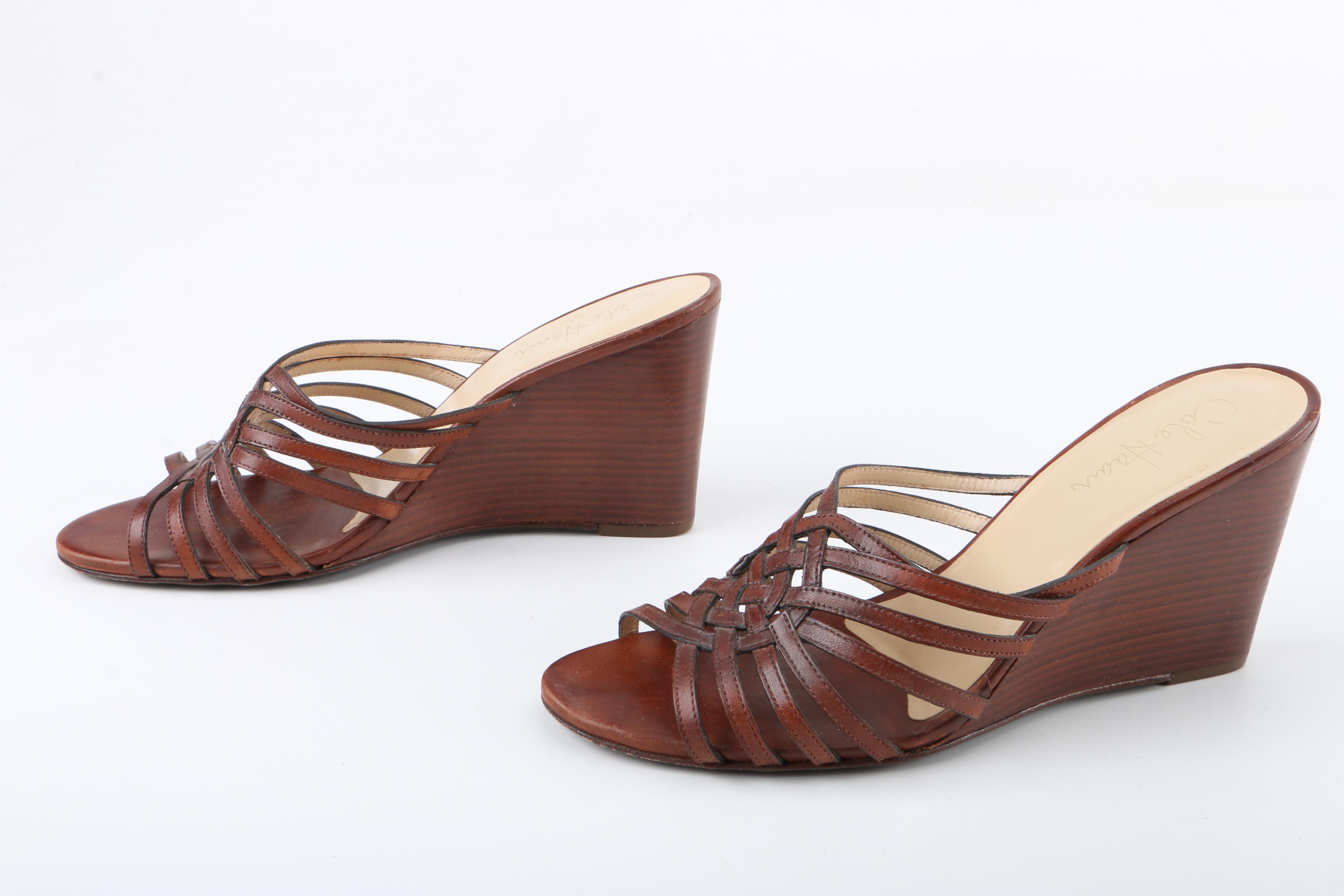Women's Cole Haan Nike Air Brown Leather Wedge Sandals