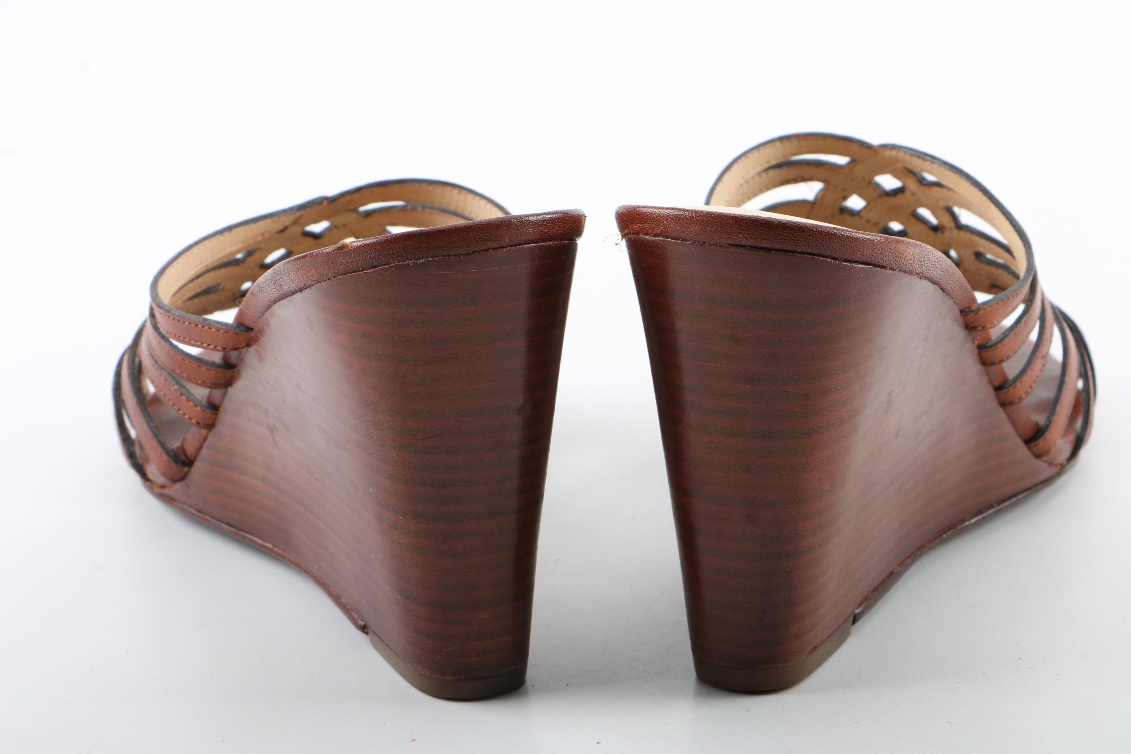 Women's Cole Haan Nike Air Brown Leather Wedge Sandals