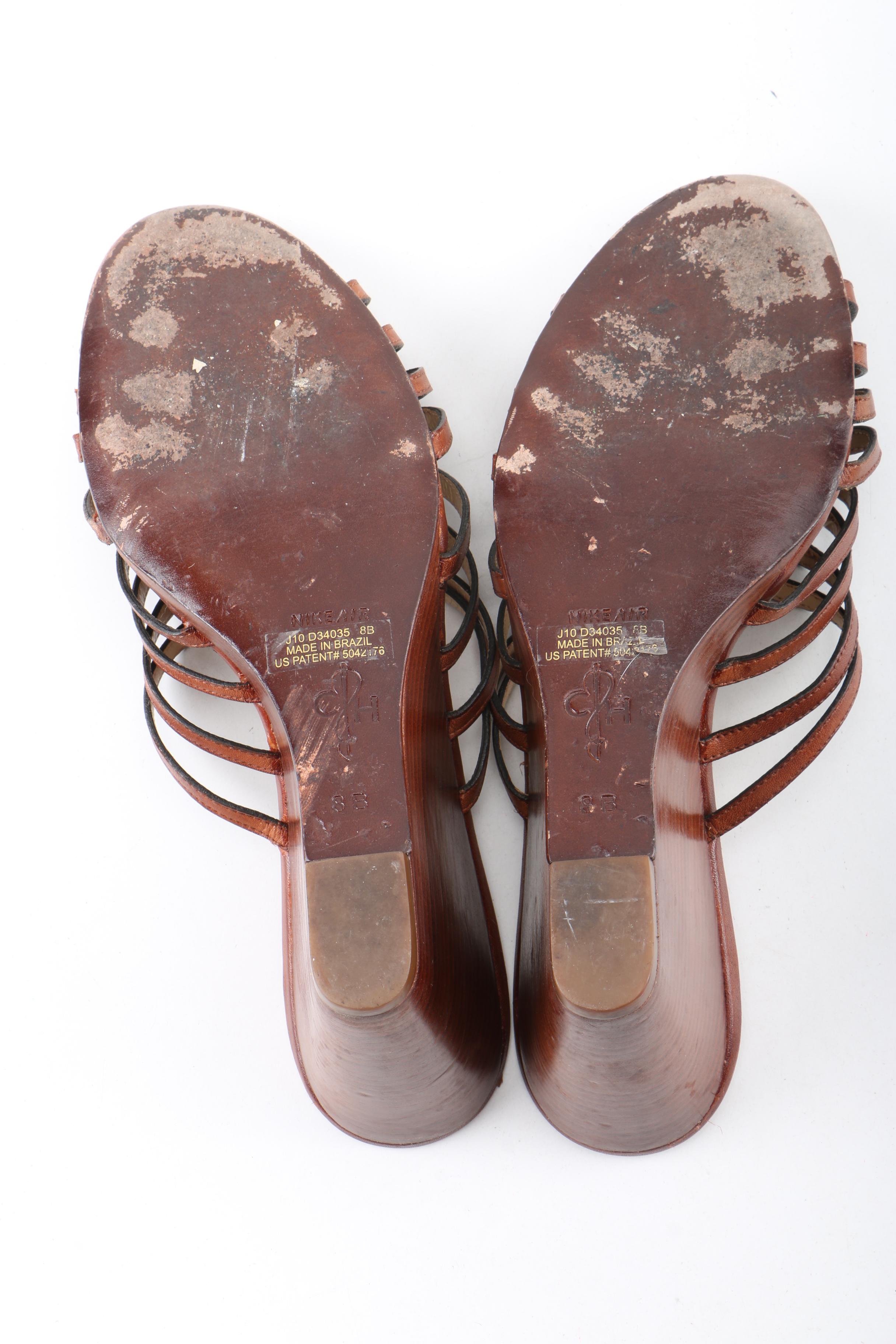 Women's Cole Haan Nike Air Brown Leather Wedge Sandals