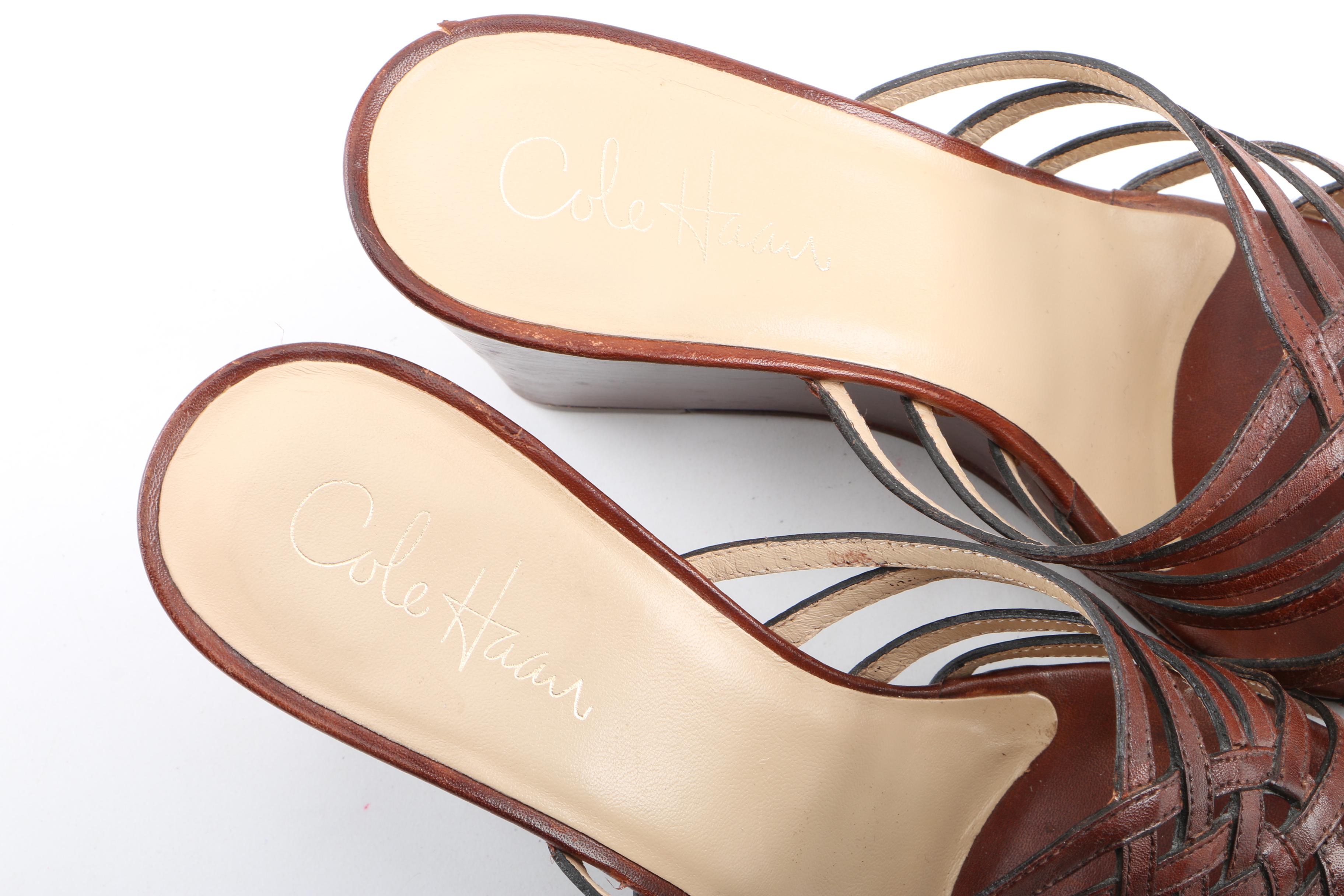Women's Cole Haan Nike Air Brown Leather Wedge Sandals