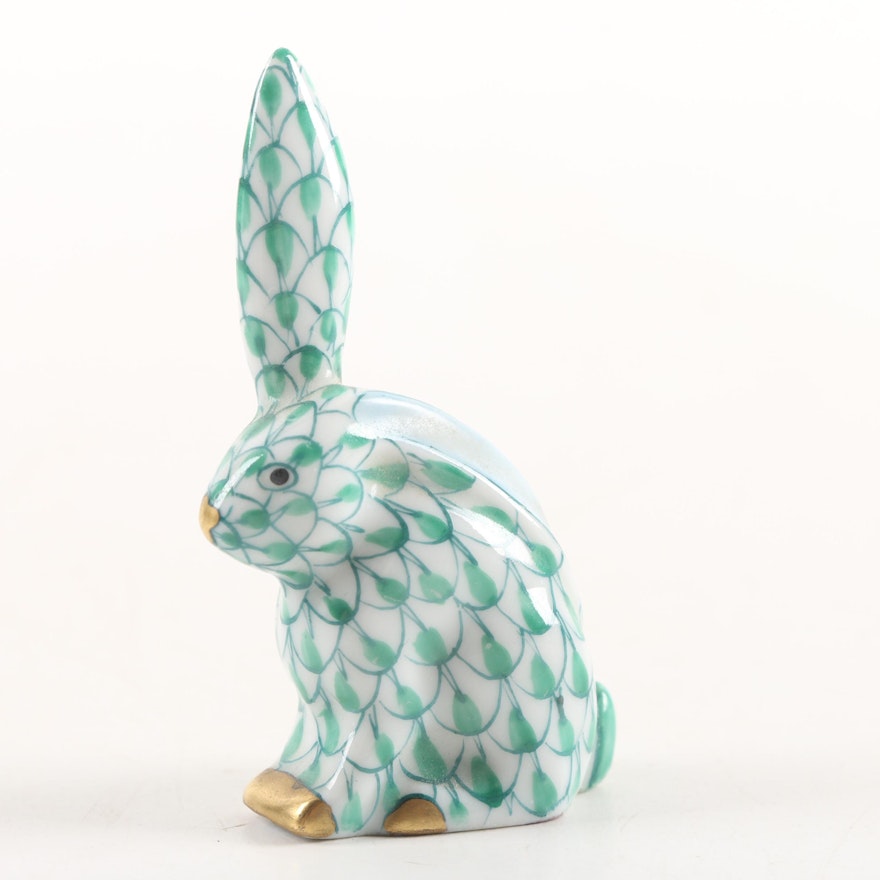 Herend Hungary "One Ear Up" Porcelain Rabbit Figurine