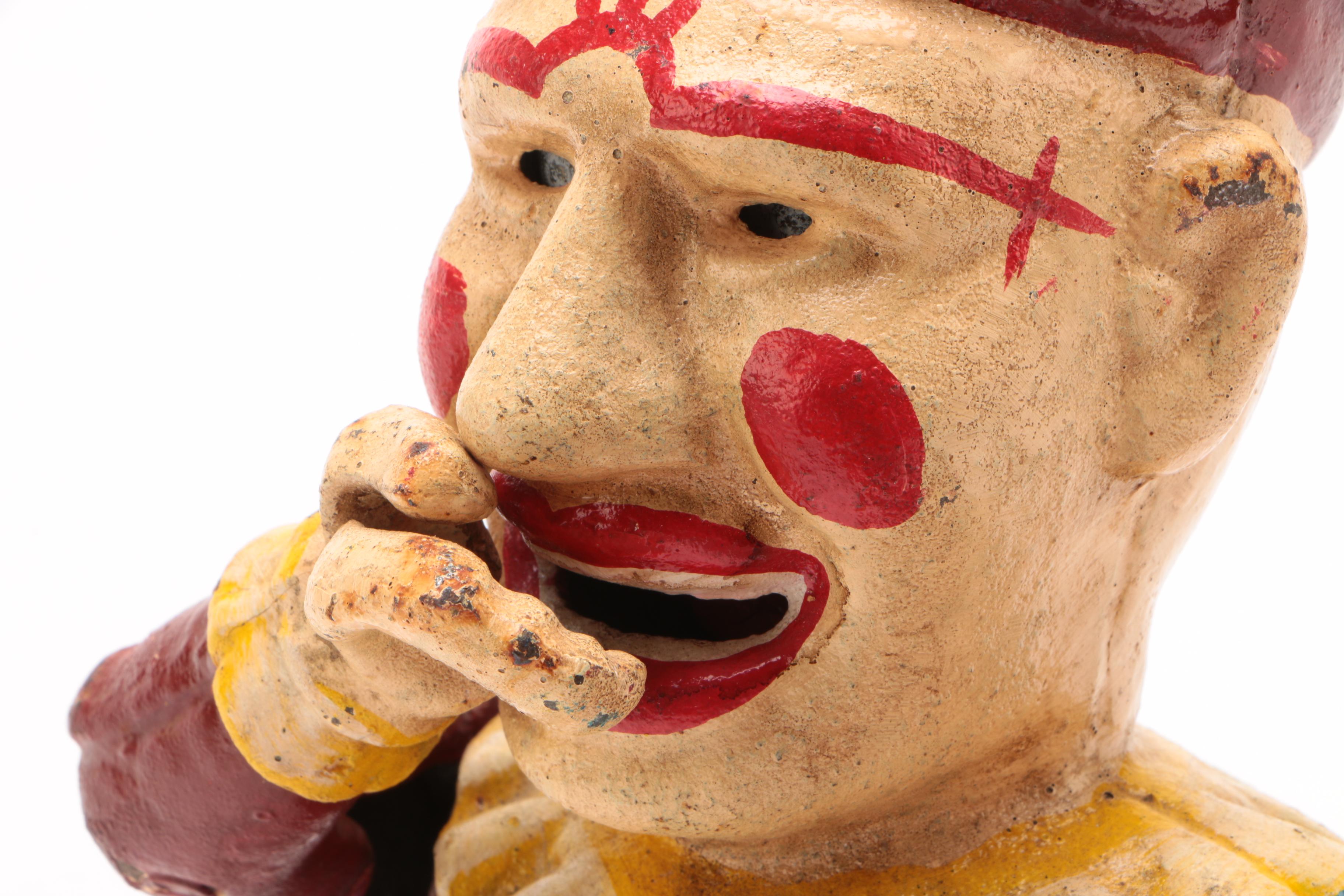 Cast Iron Mechanical Clown Coin Bank