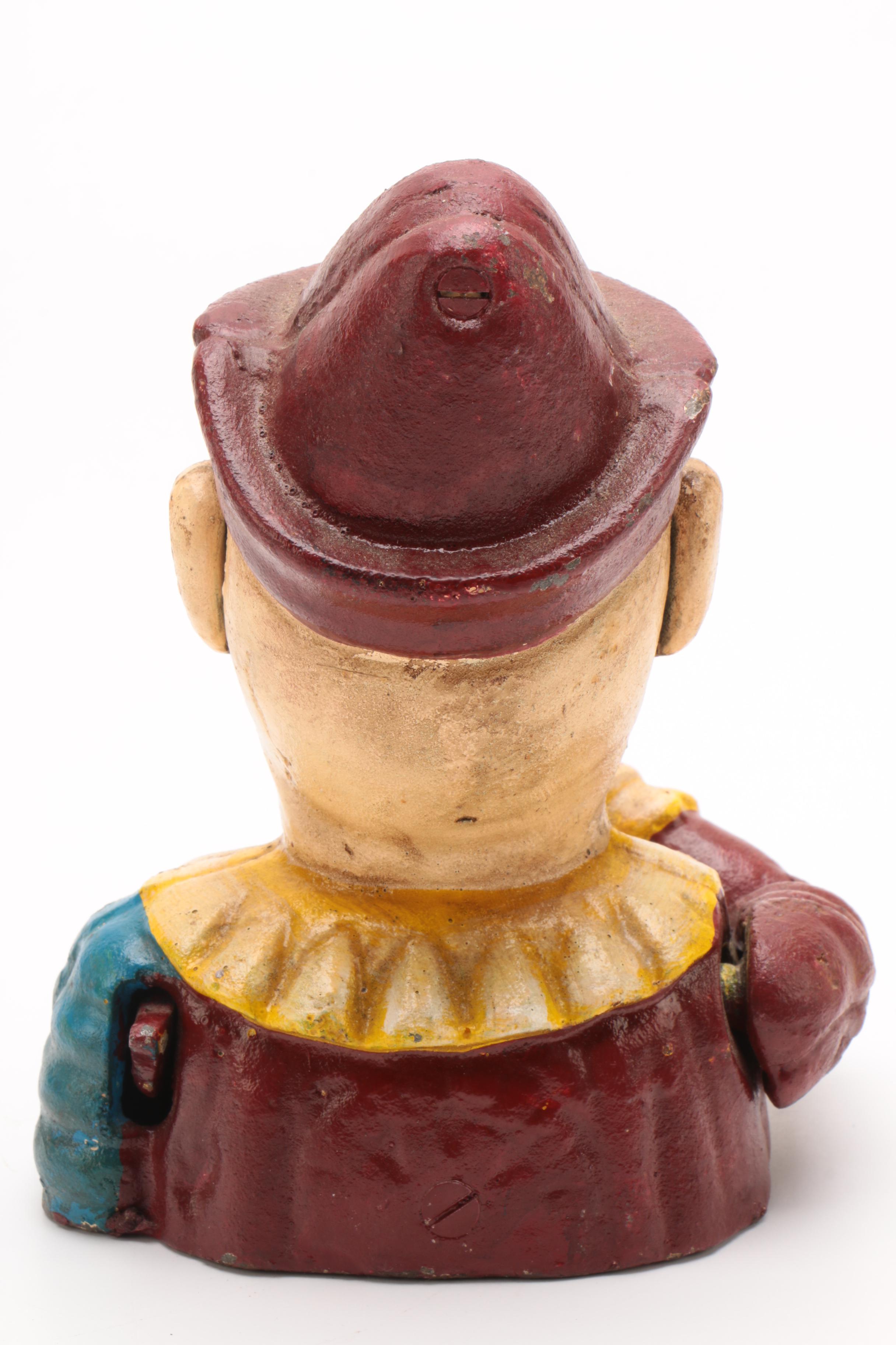 Cast Iron Mechanical Clown Coin Bank