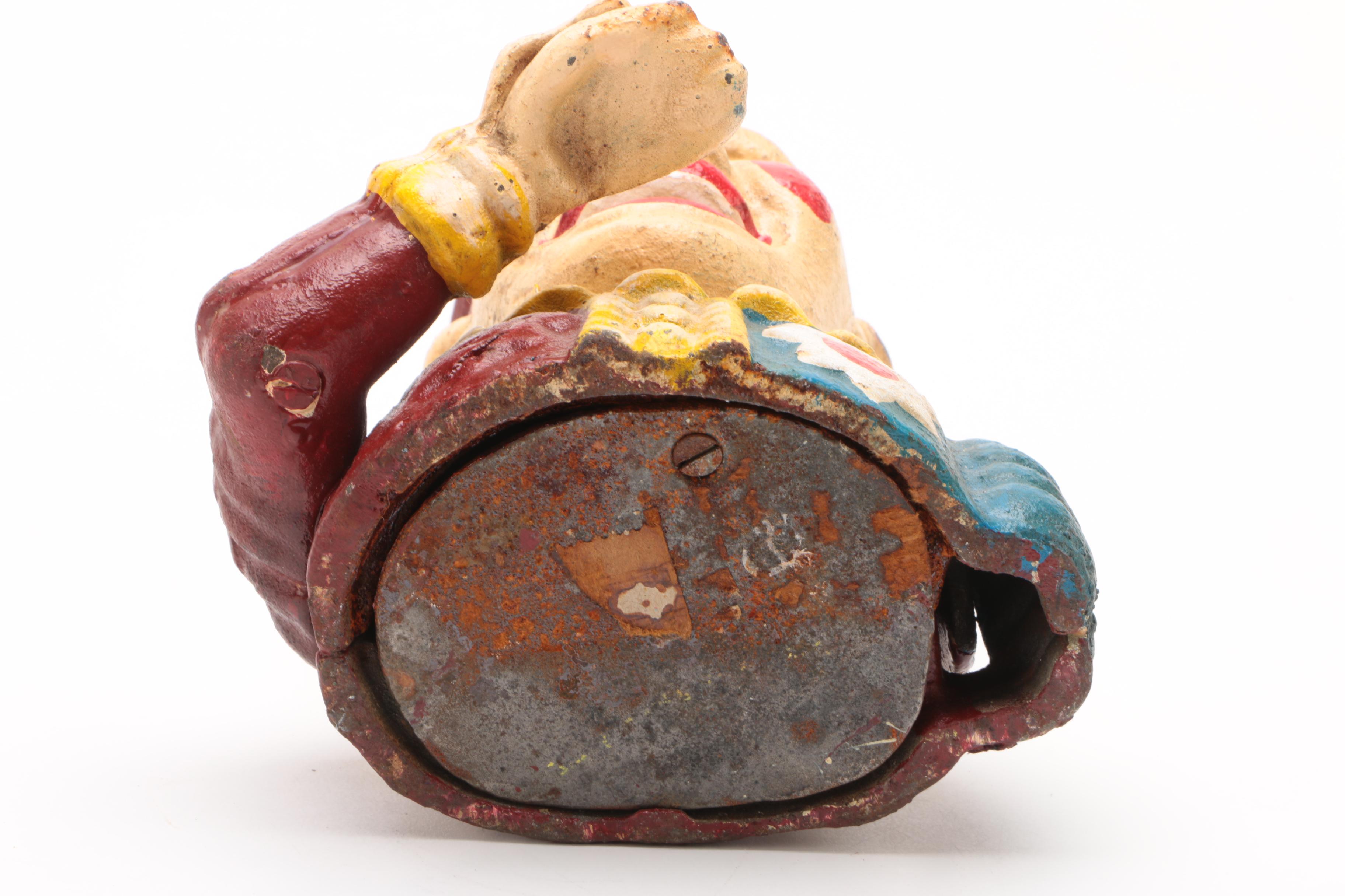 Cast Iron Mechanical Clown Coin Bank