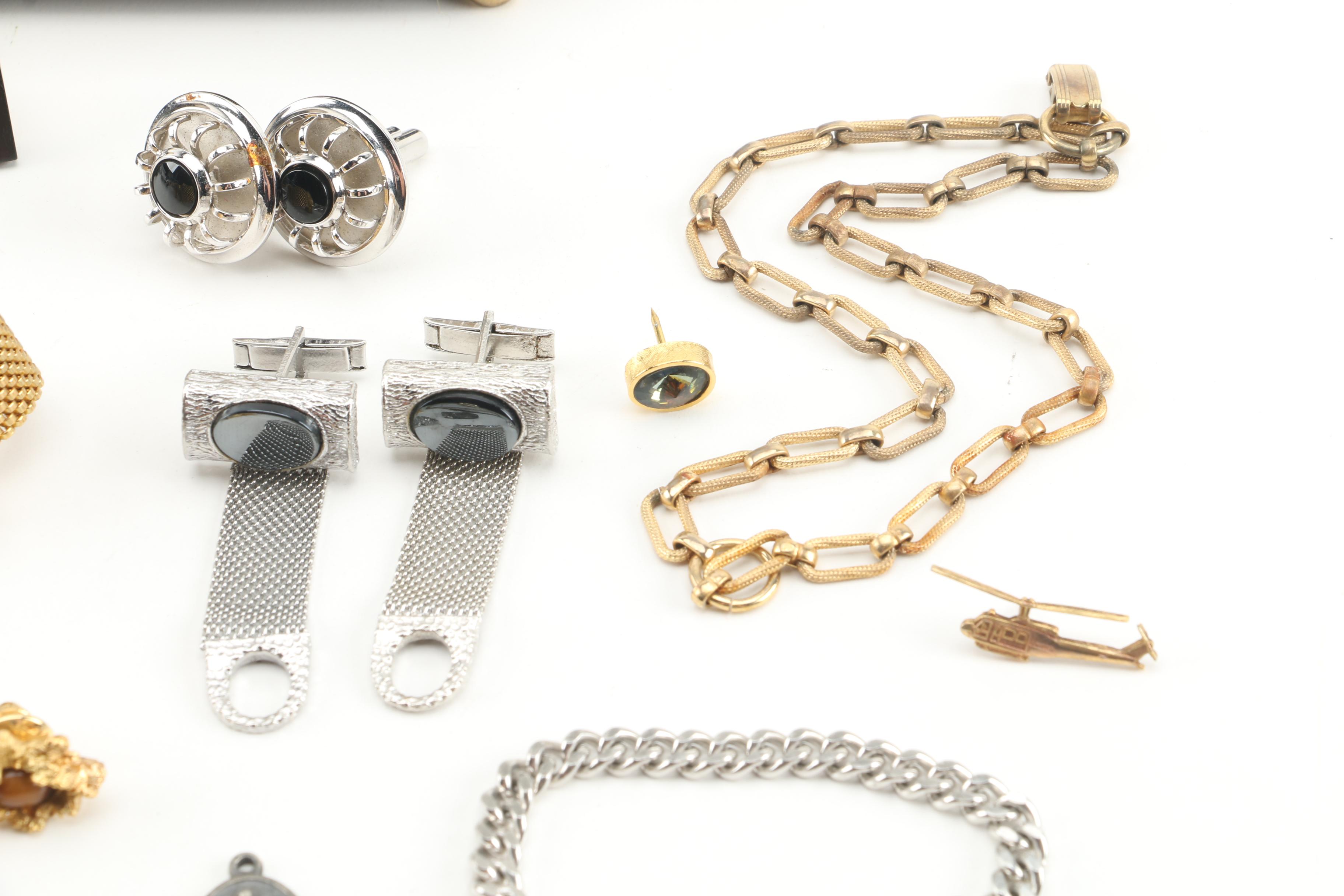 Vintage Cufflinks in Case Featuring Abalone, Hematite and More