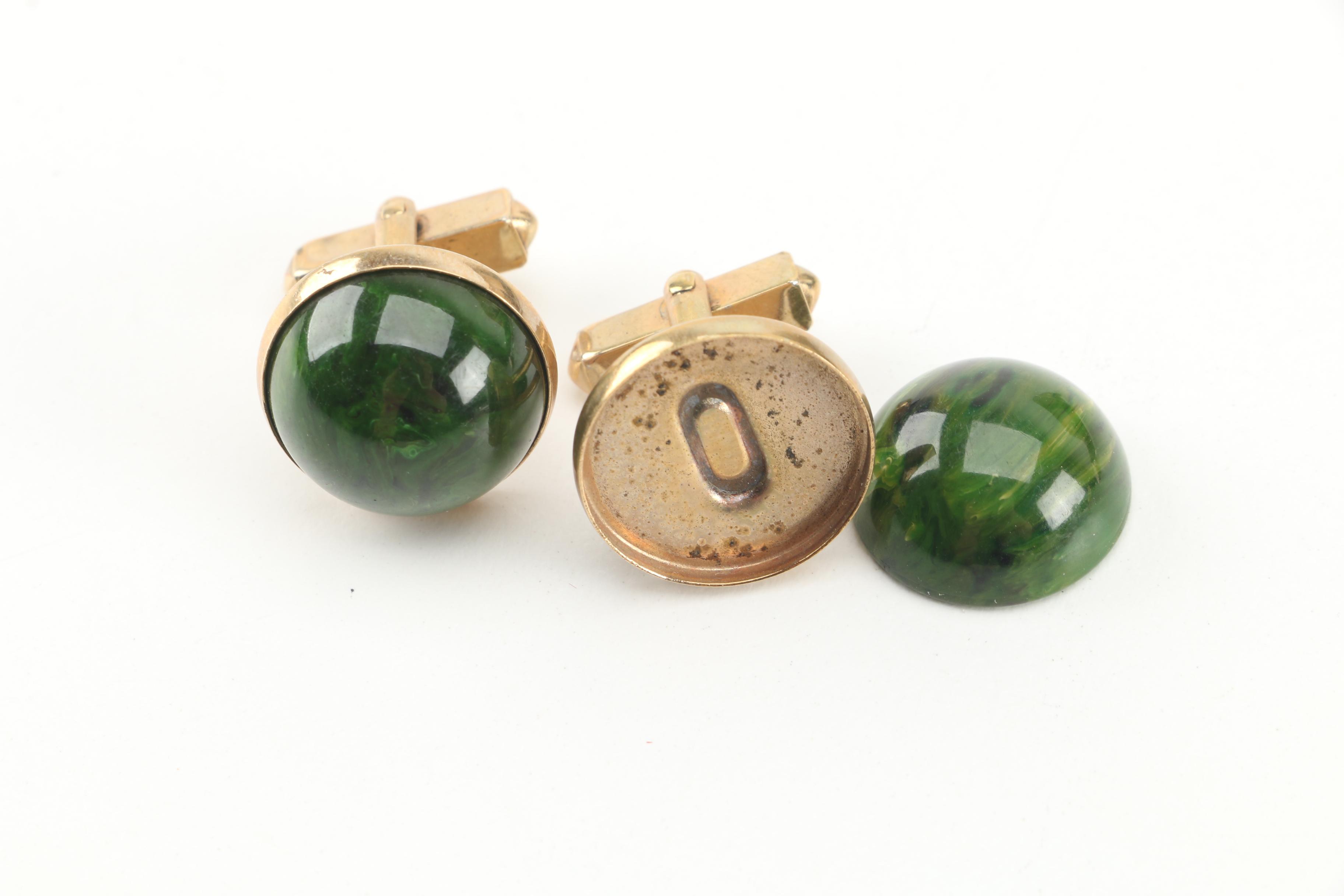 Vintage Cufflinks in Case Featuring Abalone, Hematite and More