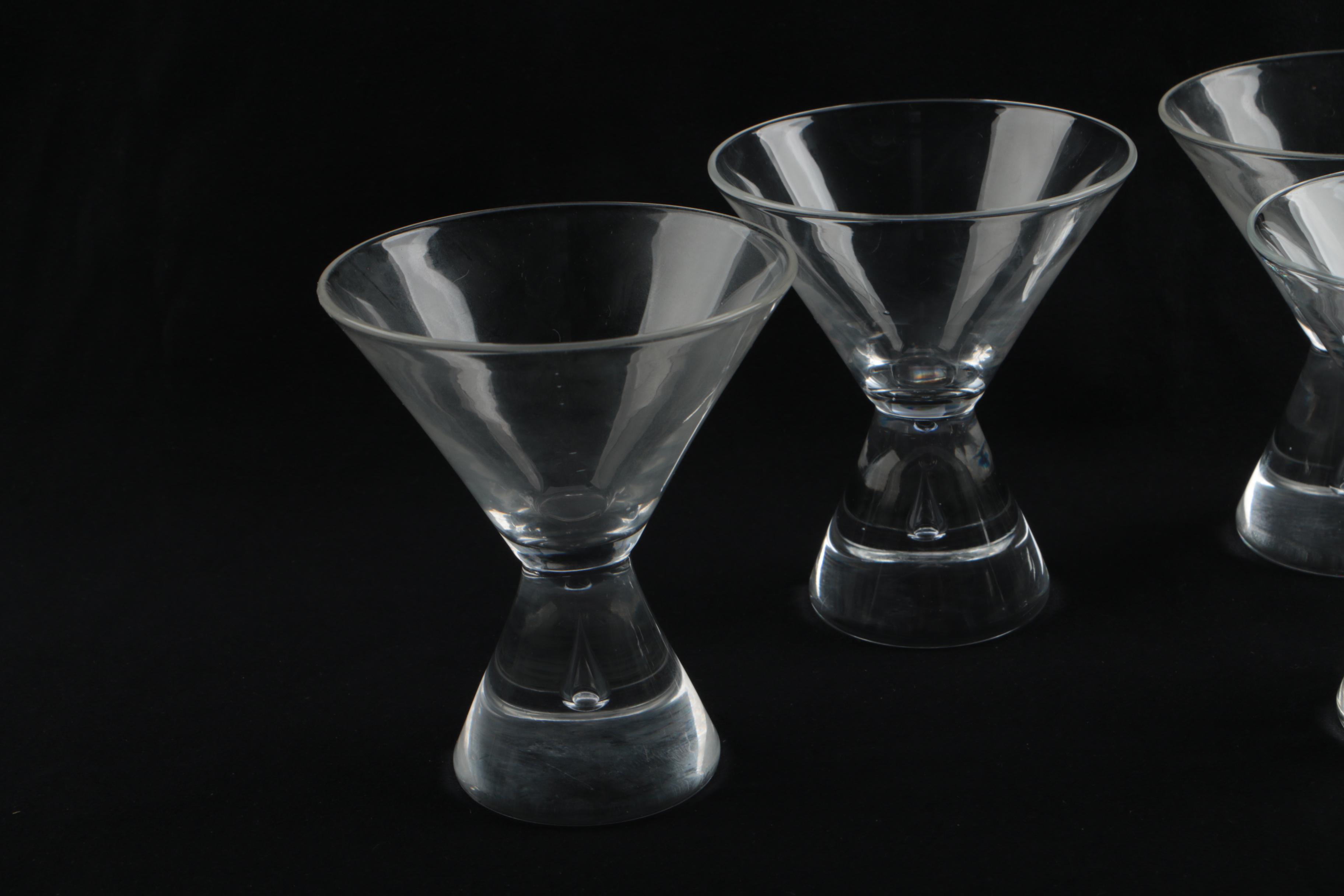 Steuben Glass Teardrop Motif Footed Cocktail Glasses