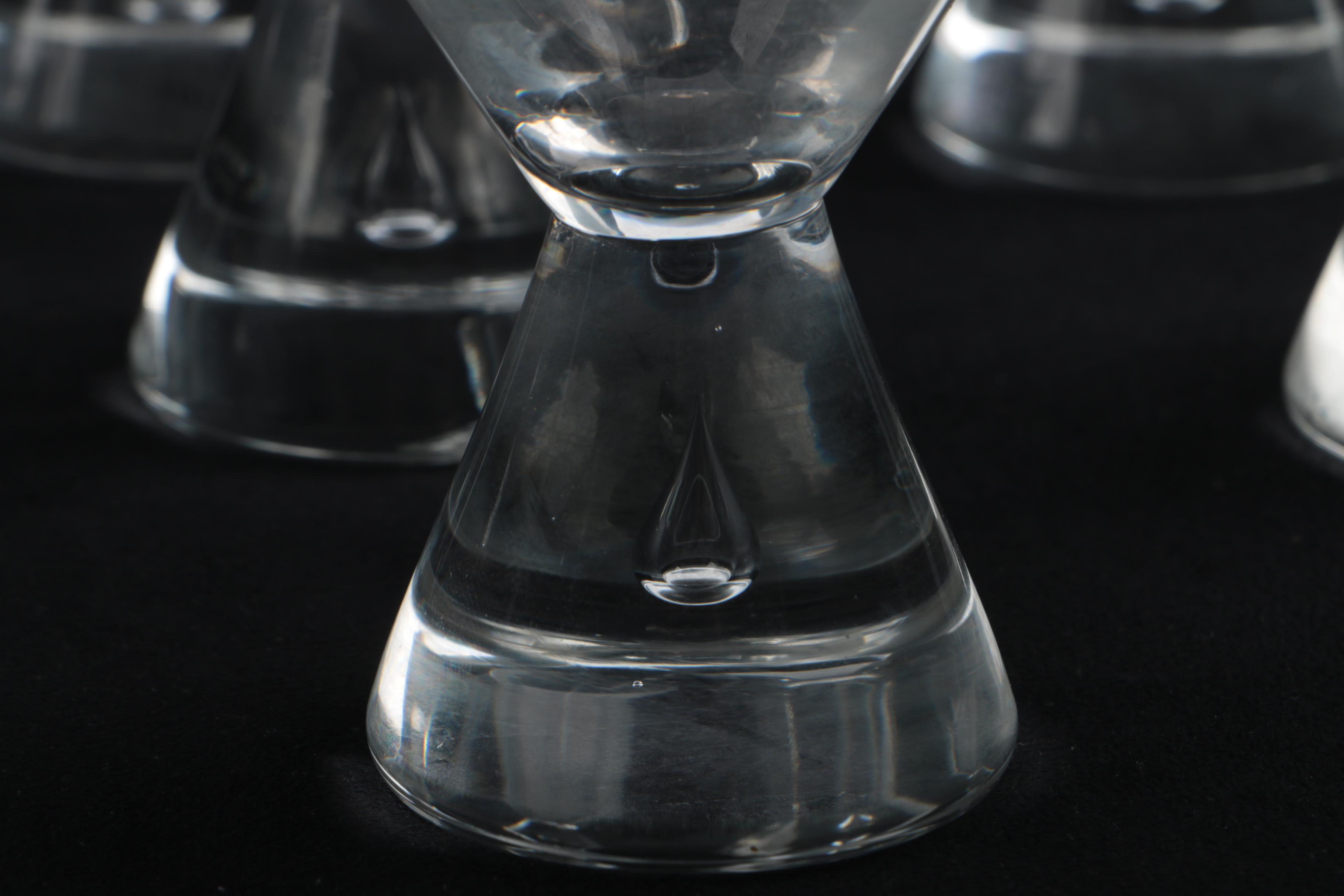Steuben Glass Teardrop Motif Footed Cocktail Glasses