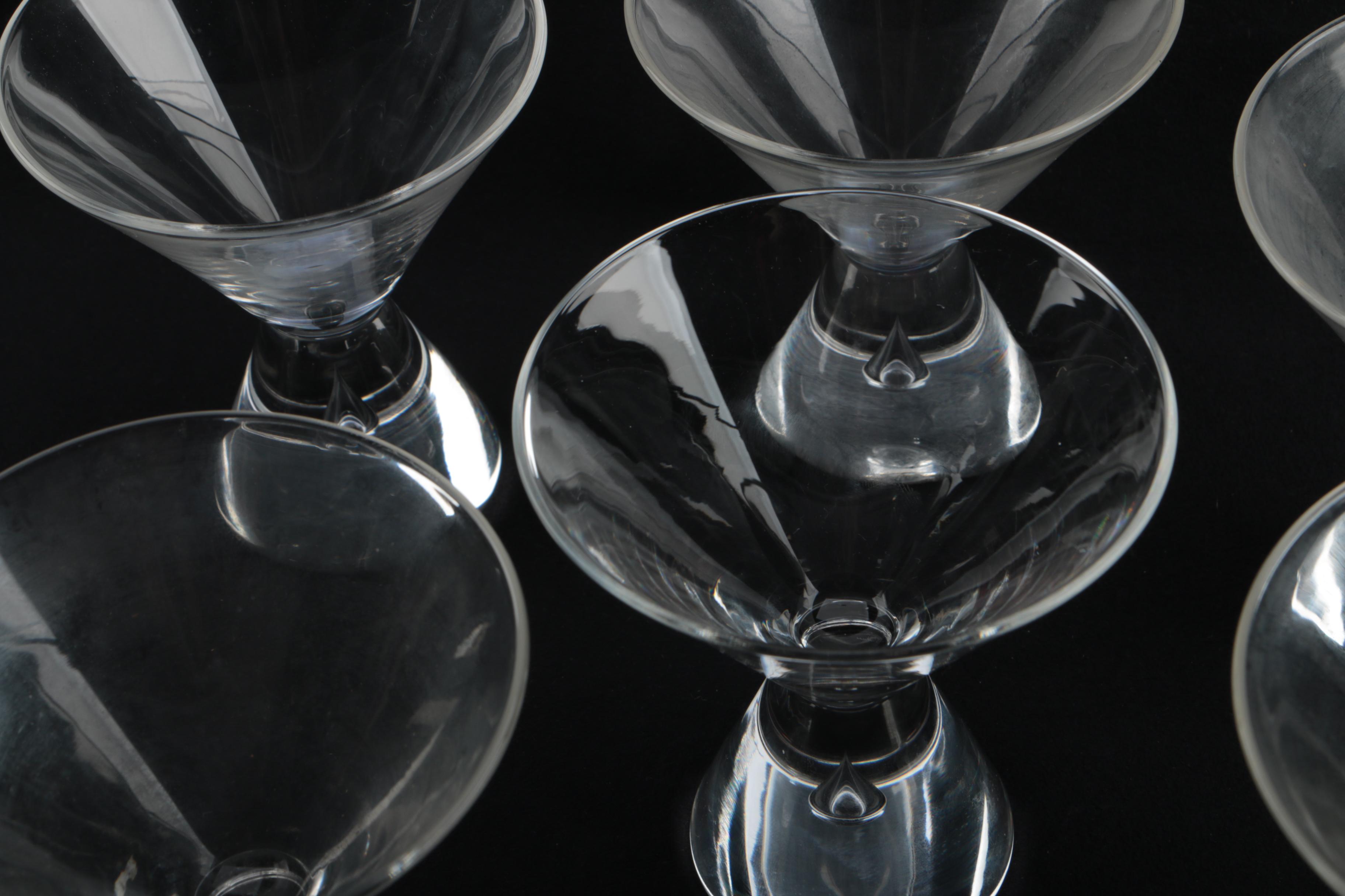 Steuben Glass Teardrop Motif Footed Cocktail Glasses
