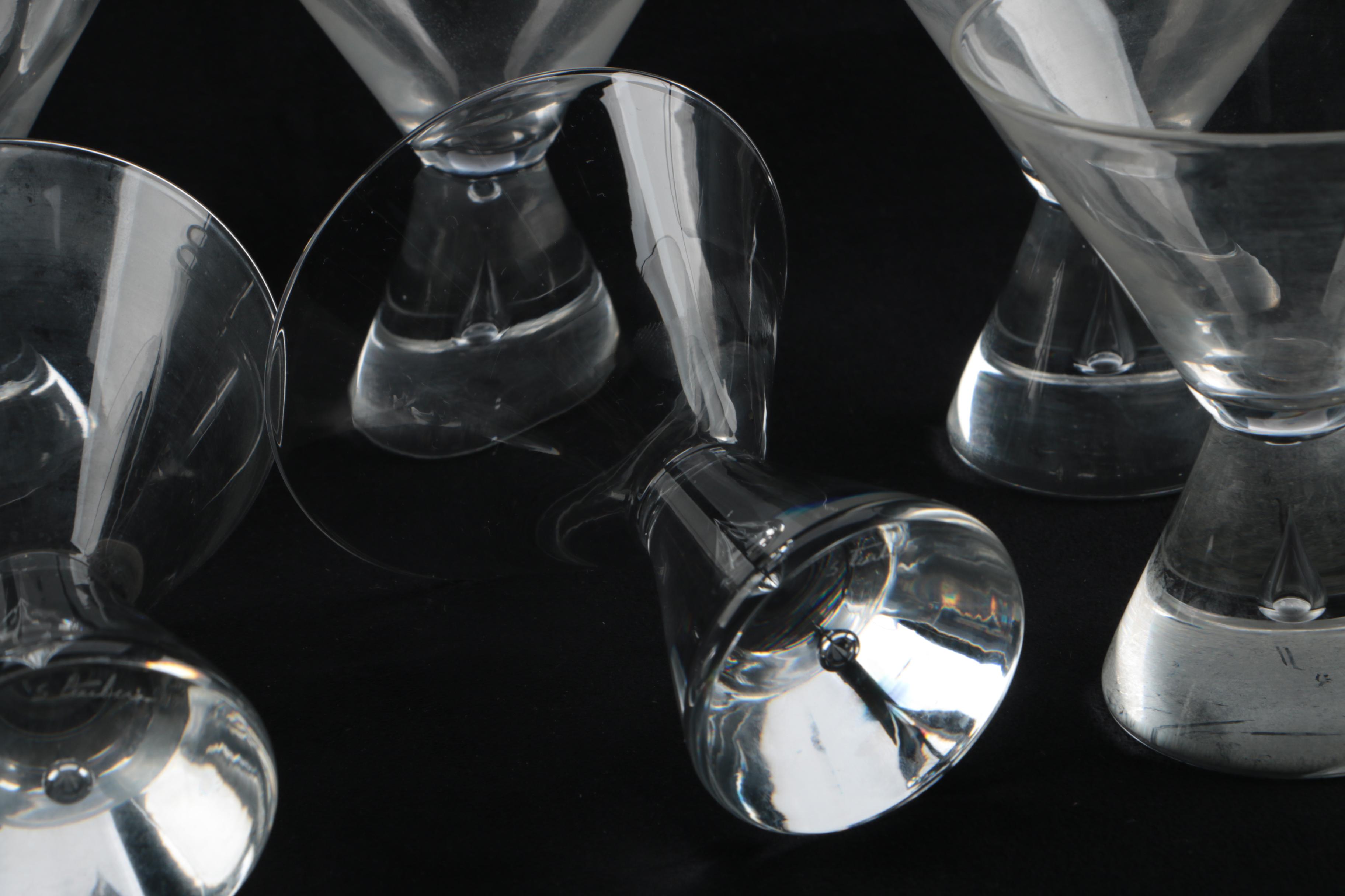 Steuben Glass Teardrop Motif Footed Cocktail Glasses