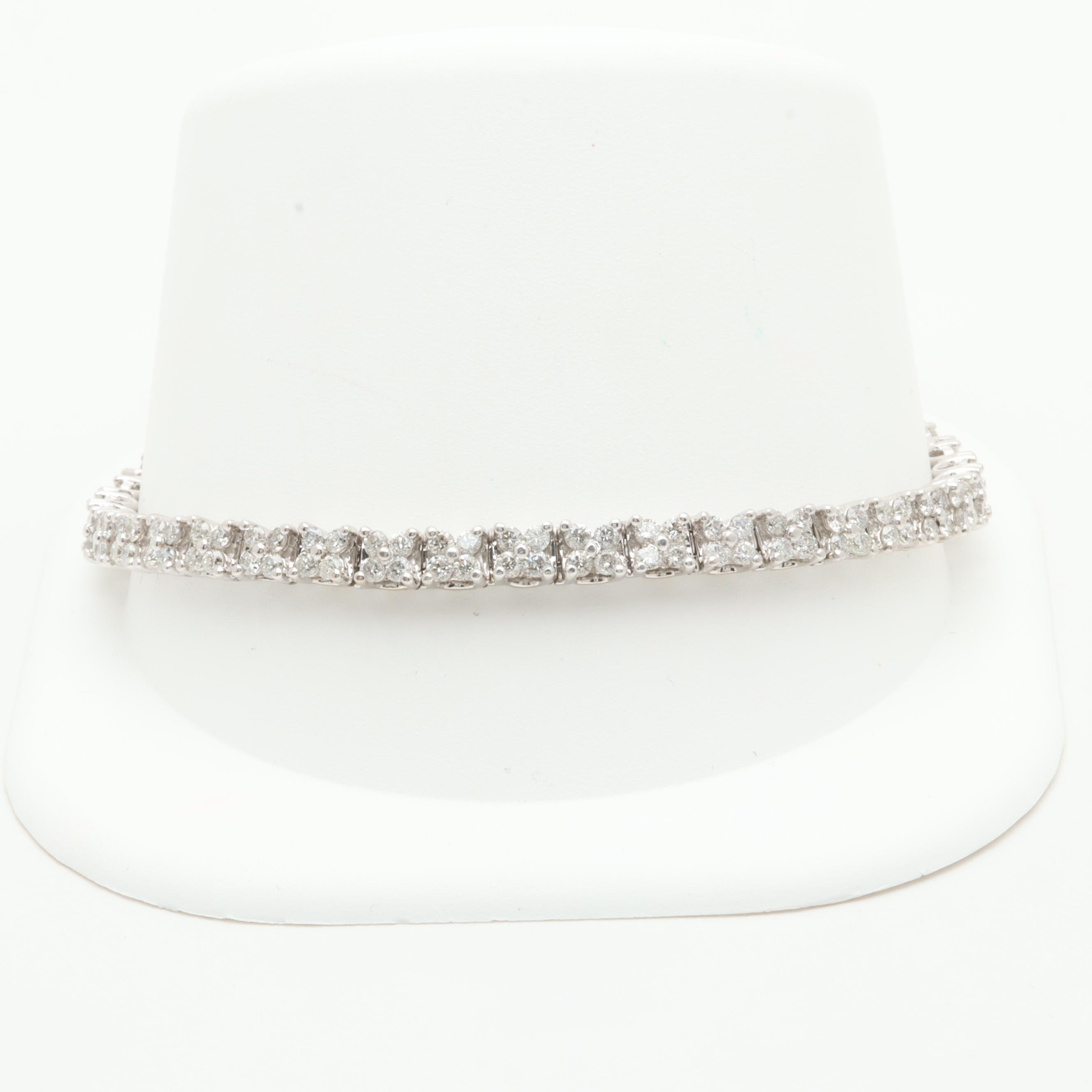14K White Gold 3.20 CTW Diamond Tennis Bracelet