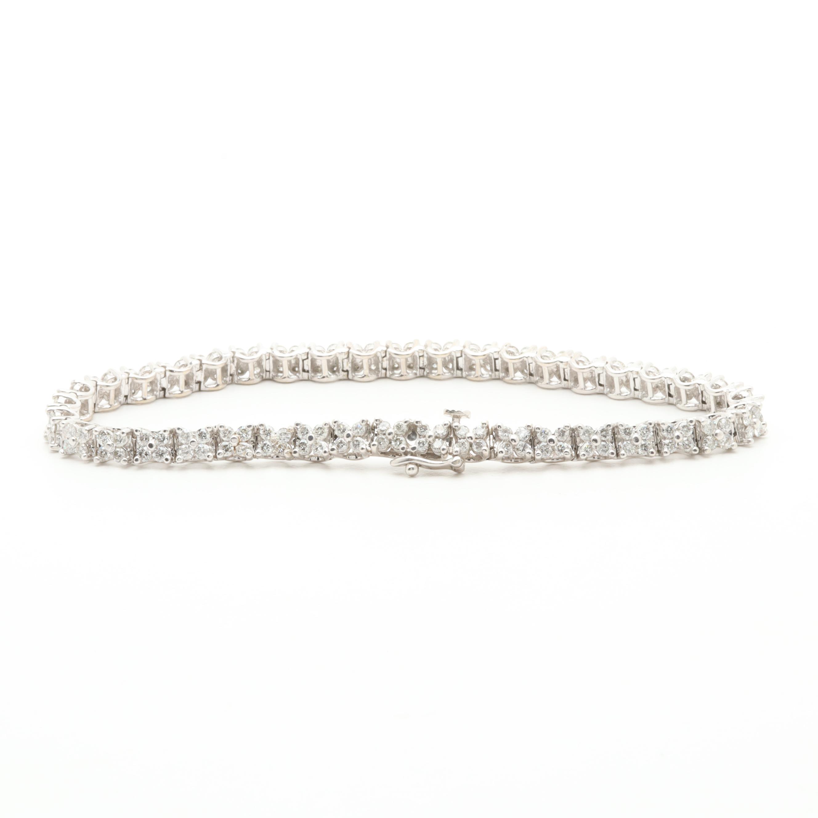 14K White Gold 3.20 CTW Diamond Tennis Bracelet