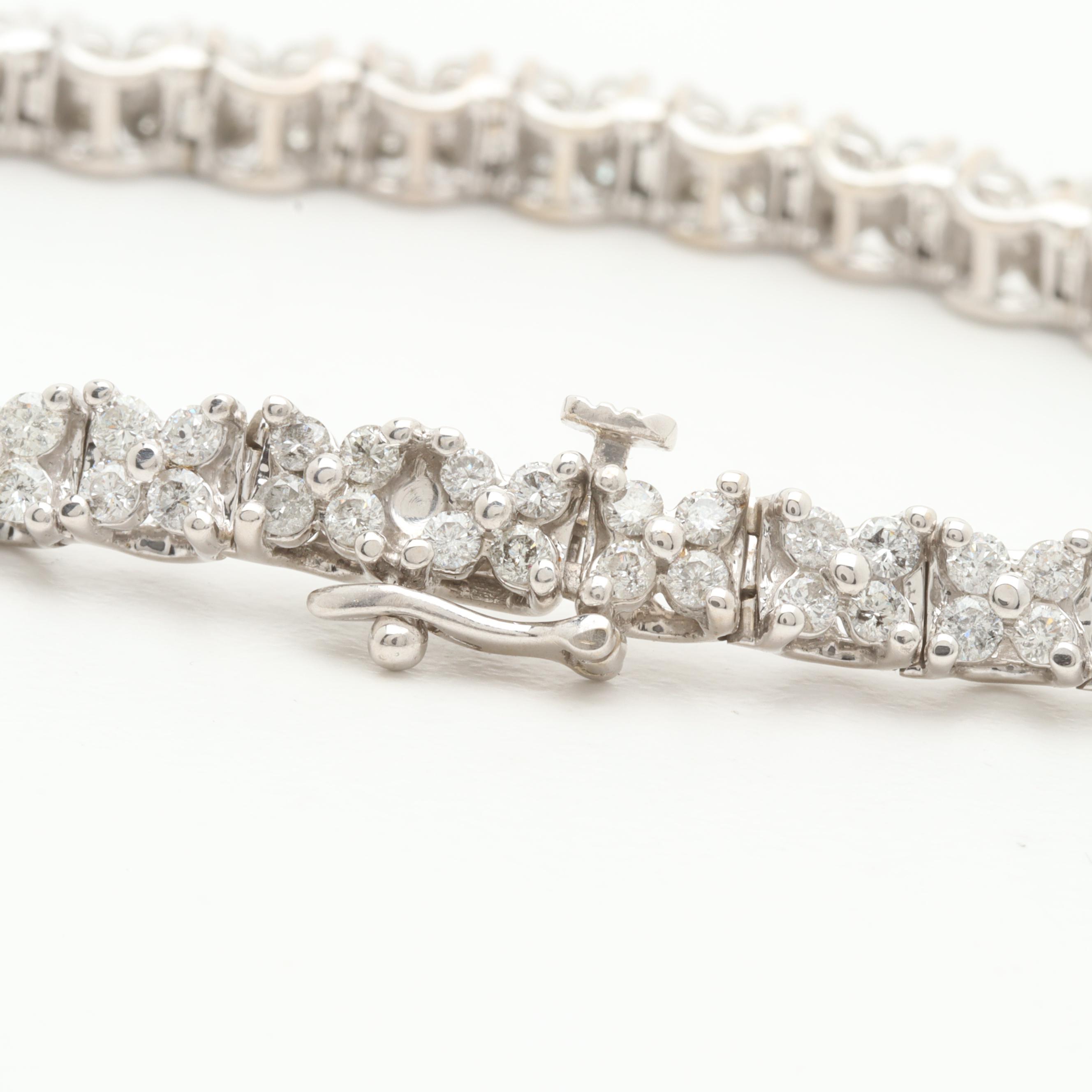14K White Gold 3.20 CTW Diamond Tennis Bracelet