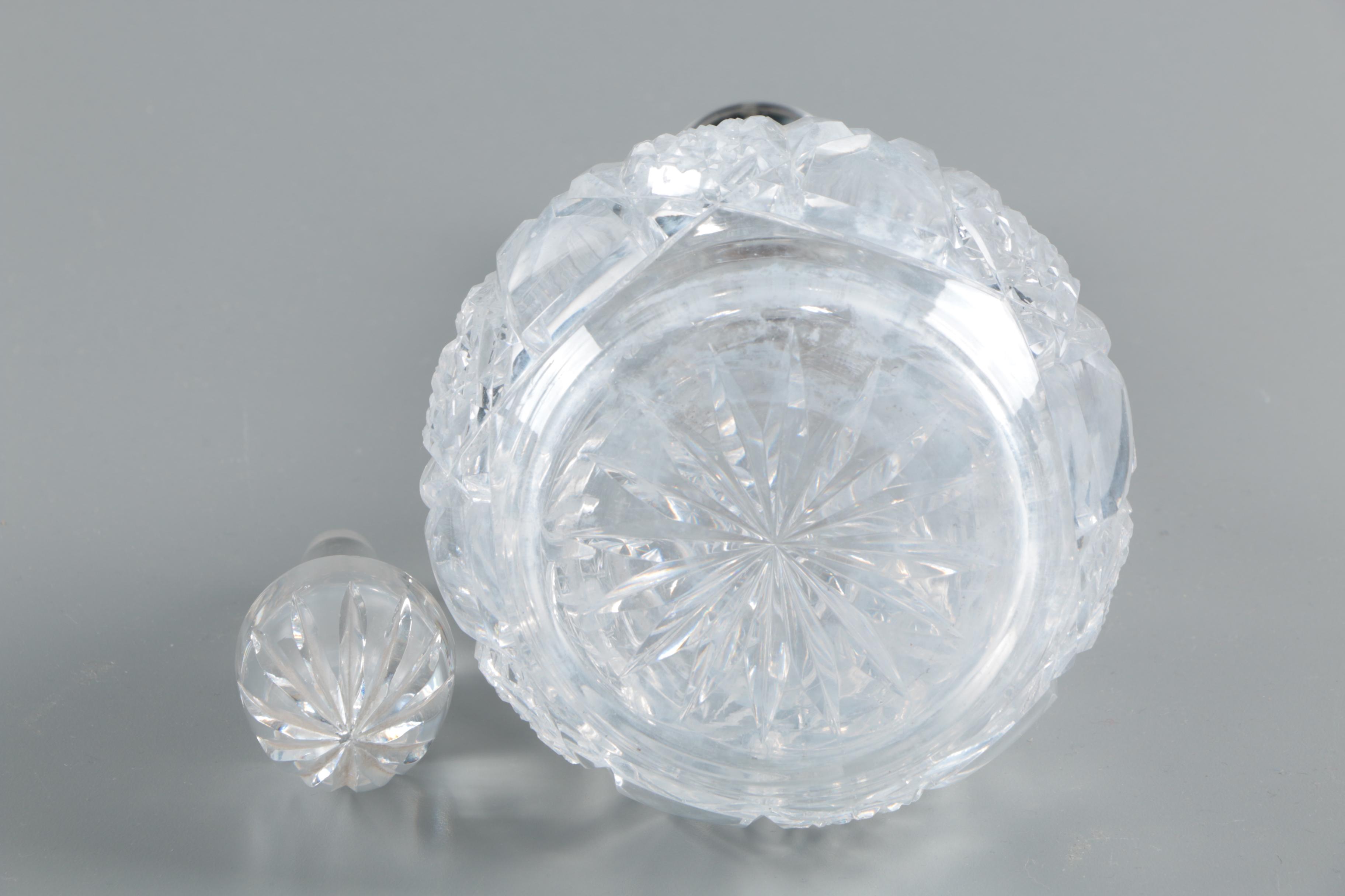 Theodore Müller German 800 Silver Rimmed Cut Crystal Decanter