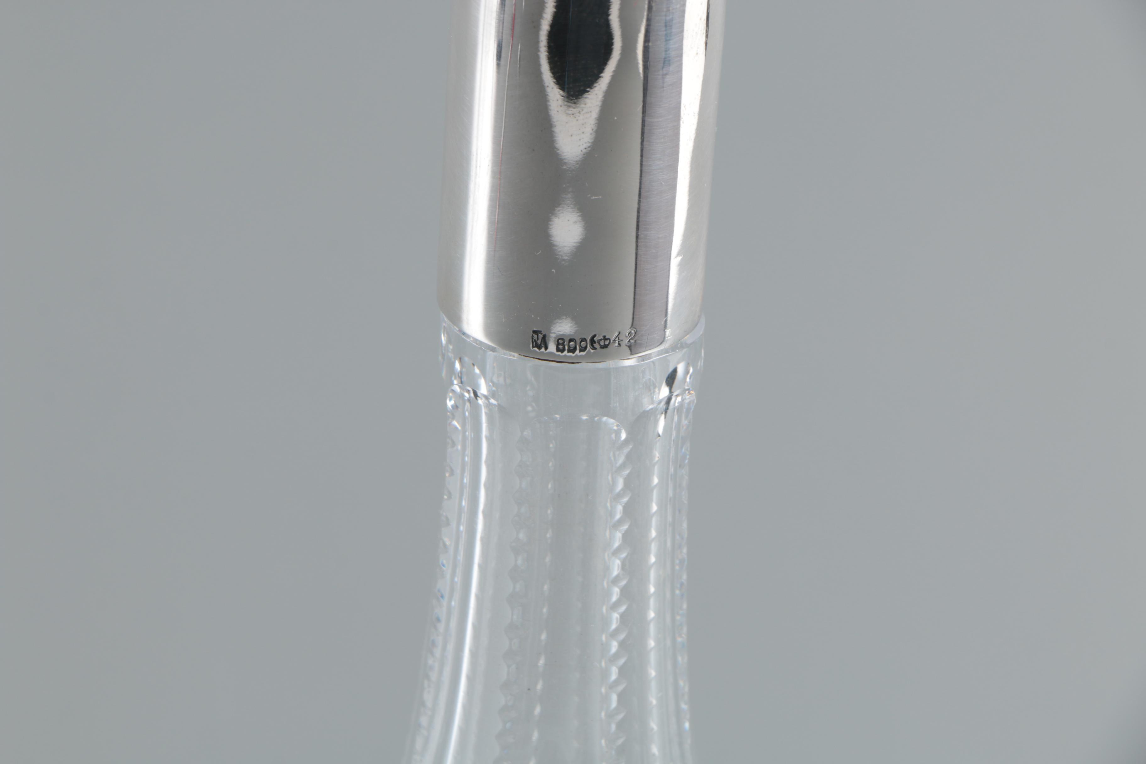 Theodore Müller German 800 Silver Rimmed Cut Crystal Decanter